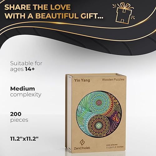 Miniatura 9 de ZenChalet - Yin Yang Flower Rompecabezas de madera de 1000 piezas para adultos  Rompecabezas de madera genial para una experiencia atractiva