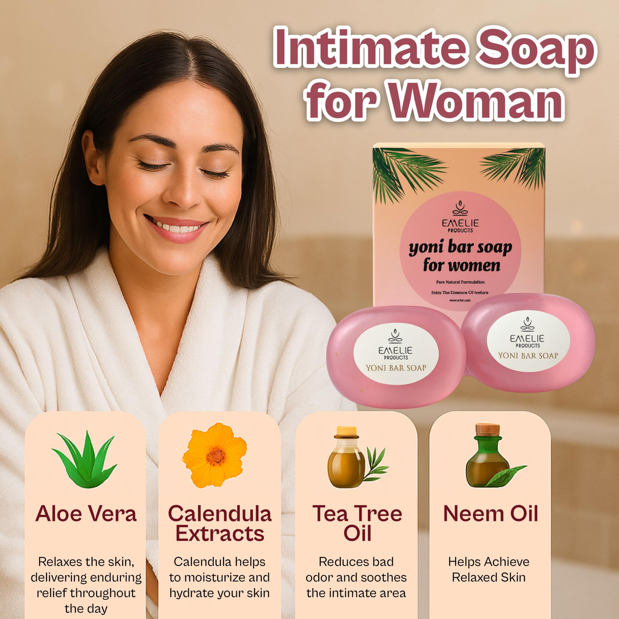 Natural Feminine Soap Bar pH Balanced – 2 Pack x 100g – Cold Process Intimate Wash with Botanical Extracts – Gentle Daily Feminine Hygiene Bar, for Daily Comfort & Fresh Feel