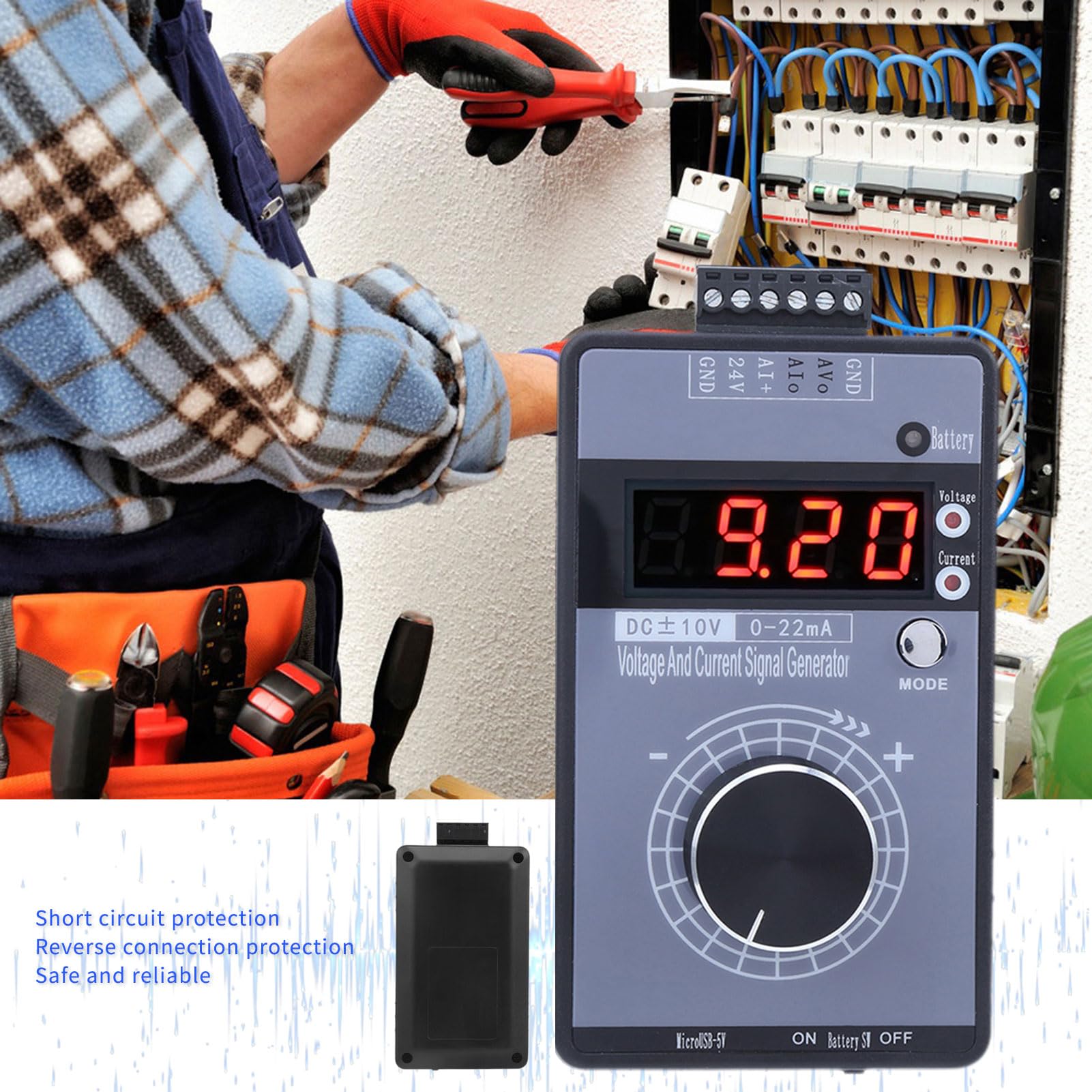 Strom-Spannungs-Signalgenerator, DC 0-10V 0/0-22mA Interface Analog Simulator, 3 Arten von Stromversorgung 4 Digit Display Generator für PLC Panel Debugging
