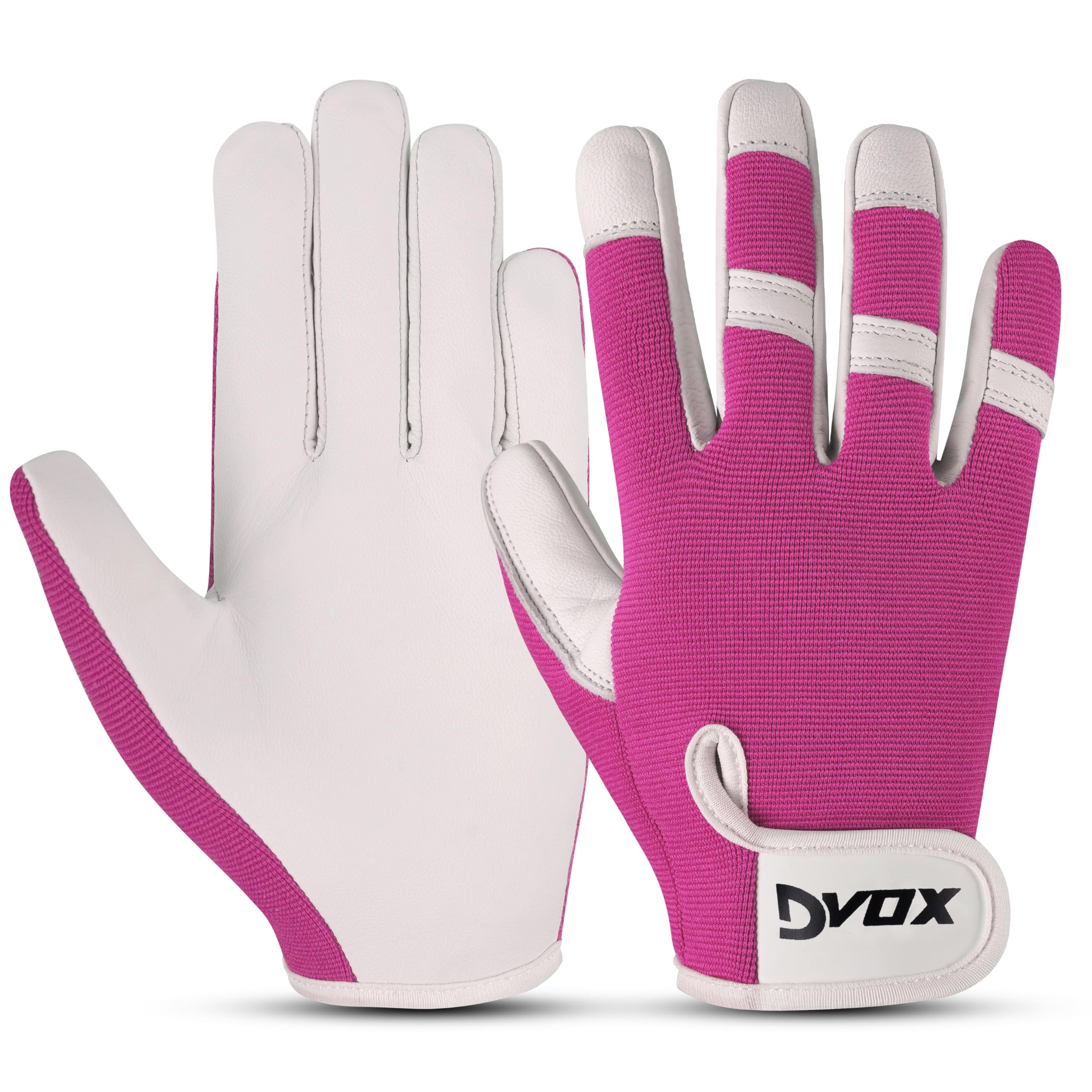 Dvox Leather Gardening Gloves, Heavy Duty Thorn Proof Work Gloves for Men and Women Non-Slip Rigger Multipurpose Gloves
