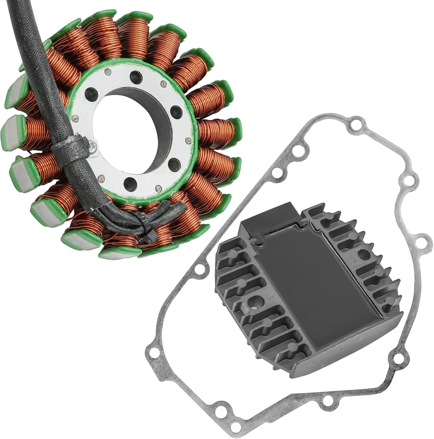 Caltric Stator Regulator Rectifier and Gasket Compatible With Kawasaki Ninja 250R EX250J EX250 2008 2009 2010
