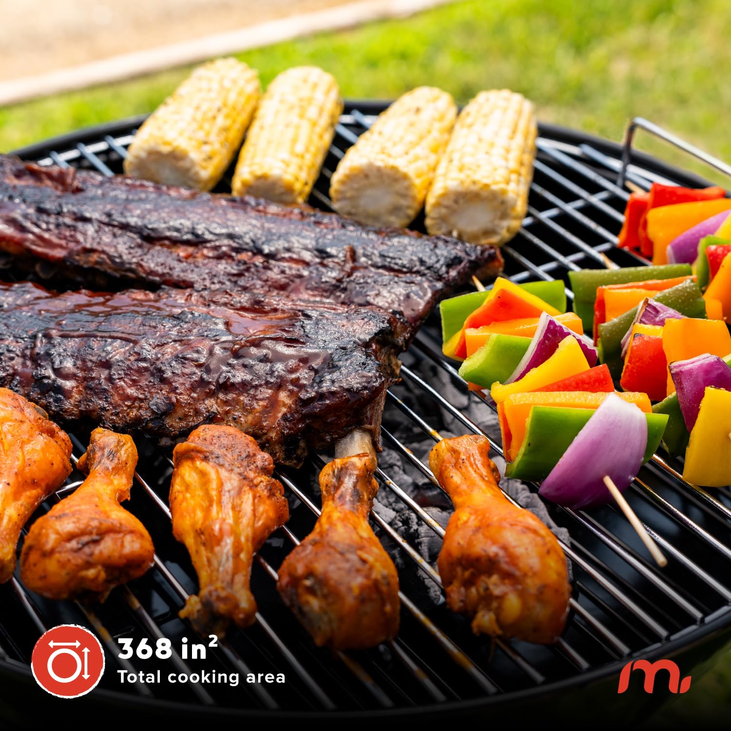 Megamaster 810-23002 kompaktowy grill na węgiel drzewny, 56 cm (354,81 m2), idealny do gotowania i grillowania na świeżym powietrzu, grilla, patio, tailgating, czarny, 810-23002