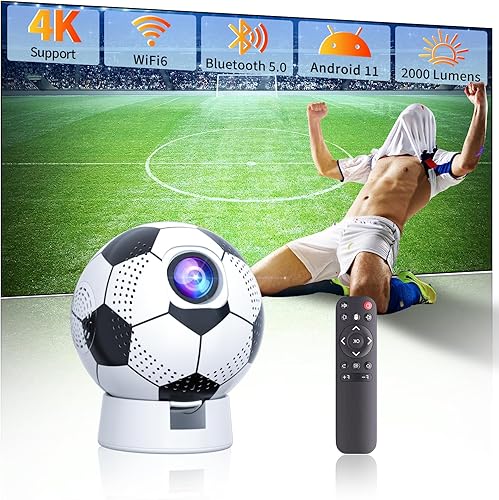 Proyector con WiFi y Bluetooth, proyector portátil de películas al aire libre con soporte, Android 11, enfoque electrónico y Keystone automático,