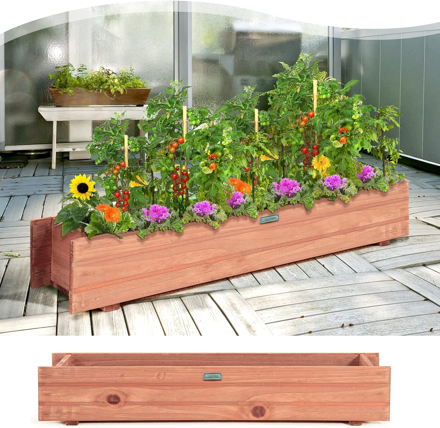FANTASK Fioriera rialzata in legno, aiuola da giardino per verdura, frutta, erbe, fioriera per giardino, prato, terrazza, balcone, braum