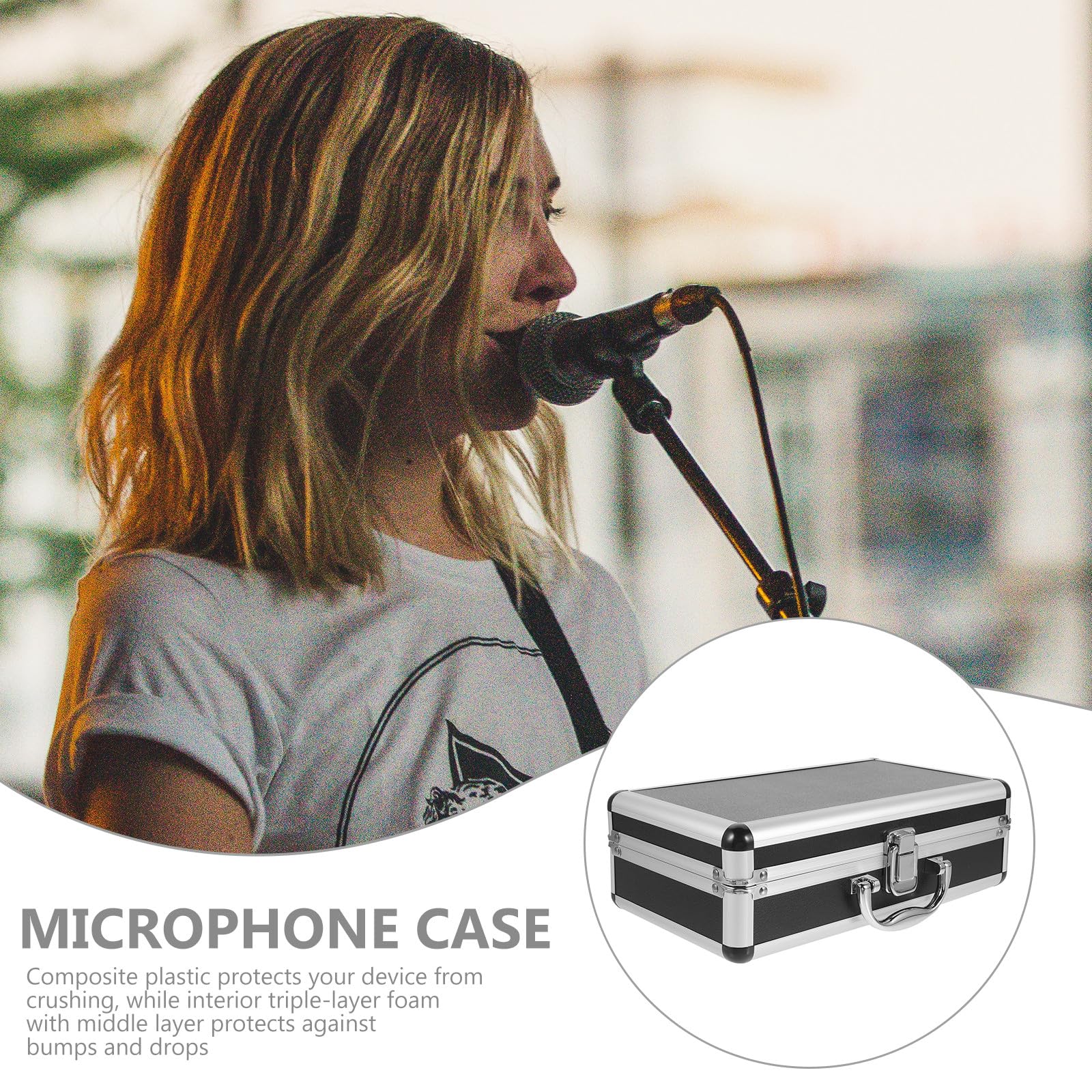 Zerodeko Valigetta in Lega di Alluminio per Microfono Wireless Professionale Guscio Rigido e Imbottitura Interna in Schiuma Regolabile per Trasporto e Viaggio
