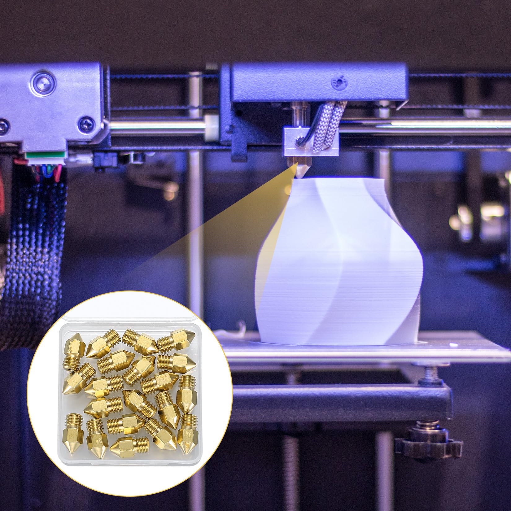 Dysze 0,4mm, 20 sztuk Dysze do drukarki 3D, mosiężne dysze do drukarki 3D Kompatybilne z Creality Ender 3/Ender 3 V2/Ender 3 Pro/Ender 3 Max/Ender 5 Pro/Ender 3 S1/Ender 3 Neo/Anycubic i3 Mega Pro