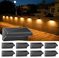 Aulanto Solar Fence Lights 8 Pack Plus: 100 Lumen IP65 Waterproof, 5 LEDs, Warm White & RGB Modes for Fence, Deck, Garden, Stairs