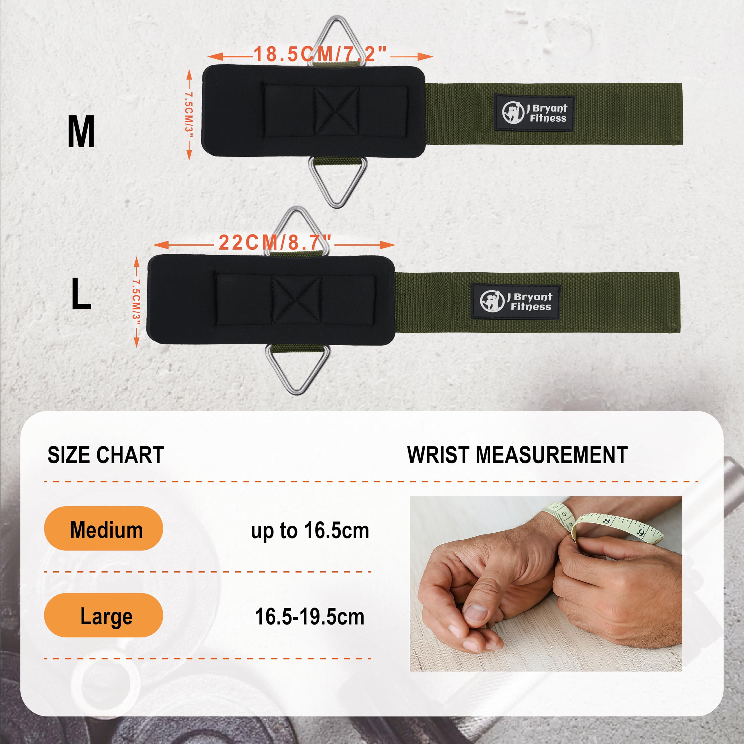 J Bryant Fascia da polso in neoprene con imbottitura, chiusura triangolare regolabile e design sicuro per macchine a cavo, allenamento di forza e fitness