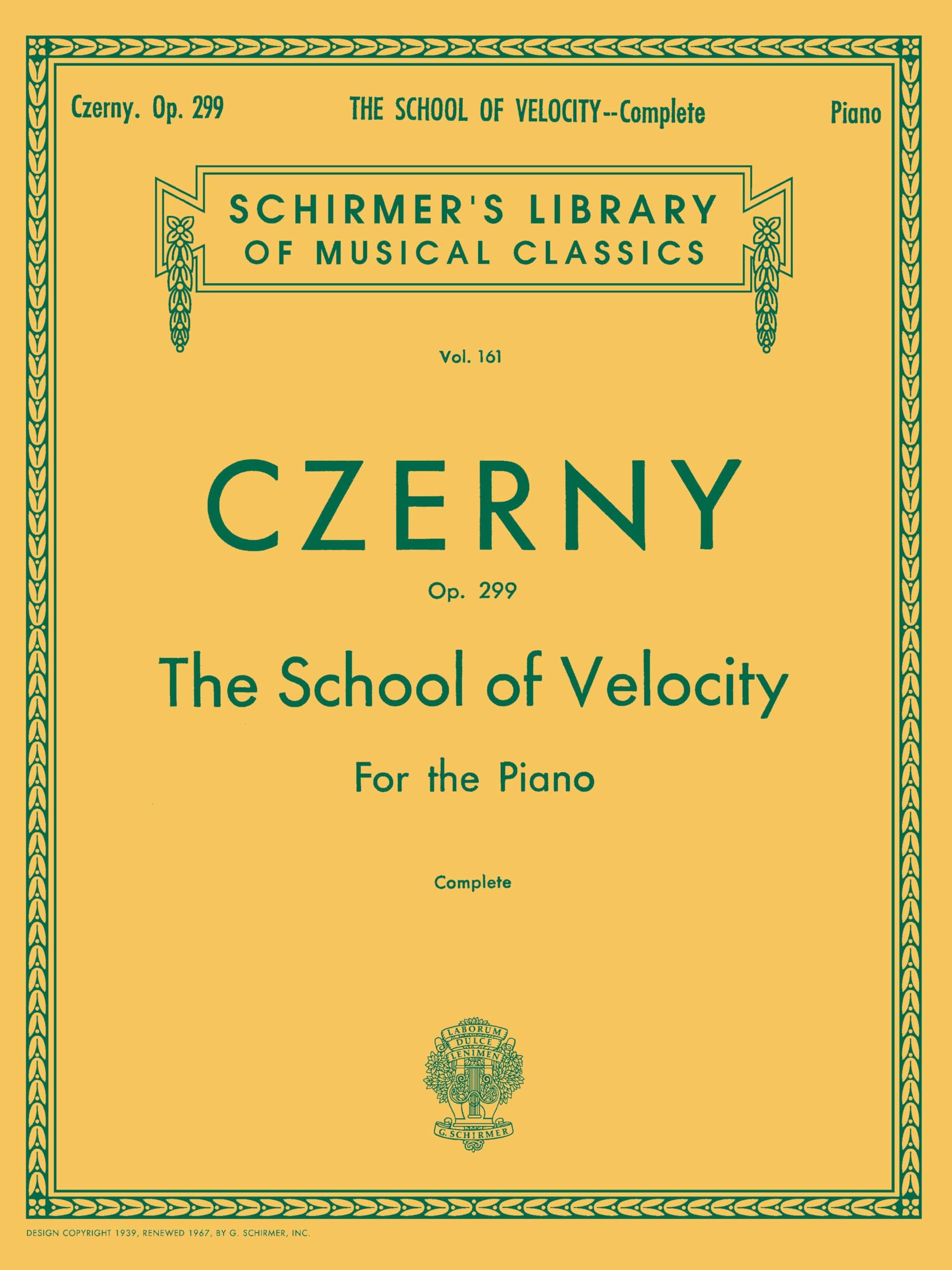 Carl Czerny The School Of Velocity Op.299 (Complete) Pf: Schirmer Library of Classics Volume 161 Piano Technique (Schirmer's Library of Musical Classics)