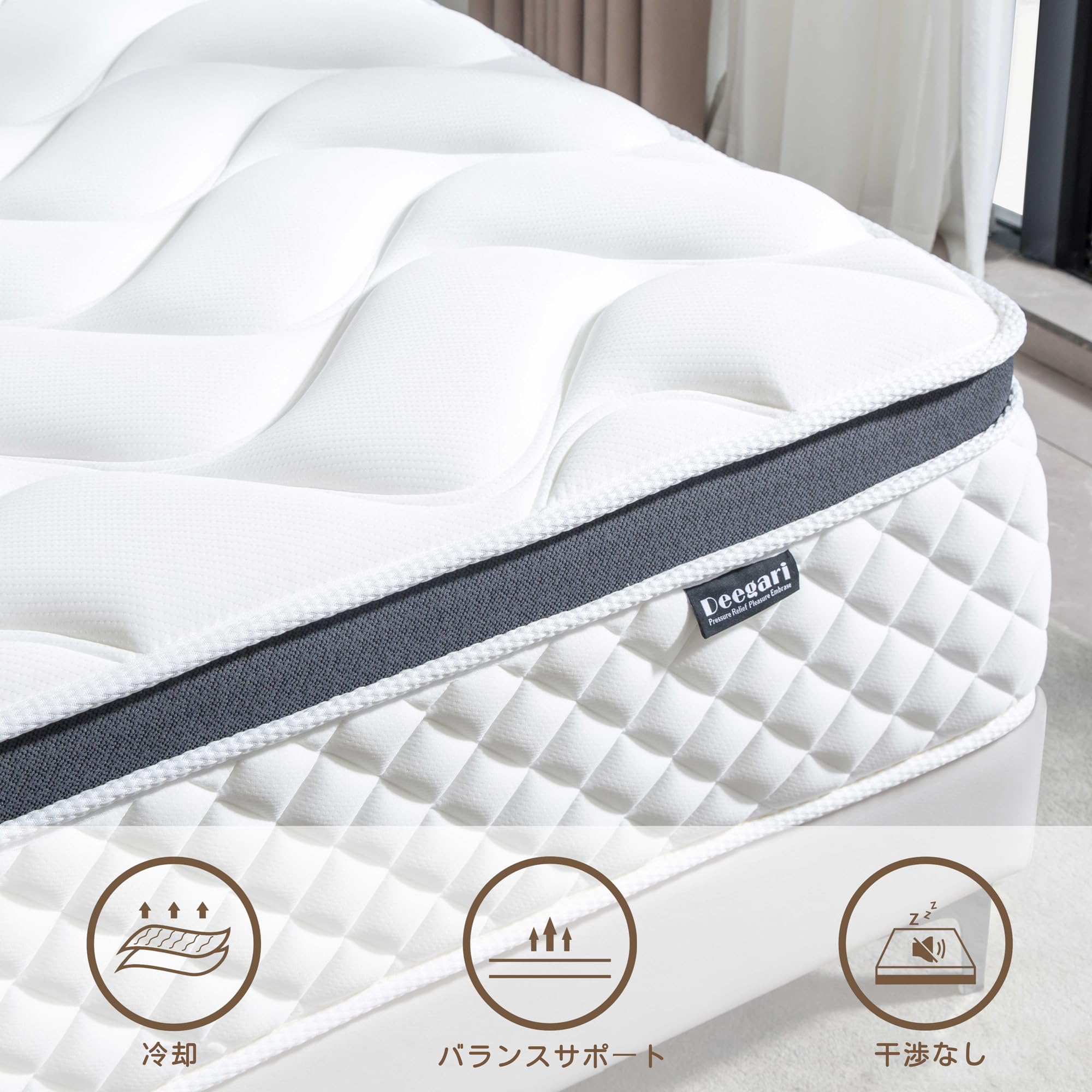 Deegari Matelas 140x190 cm Hybride à Ressorts Ensachés, 25 cm Épaisseur, Fermeté Moyenne H3, 7 Zones Ergonomiques, Soutien Optimal & Indépendance de Couchage, Renfort des Bords, Ultra Respirant