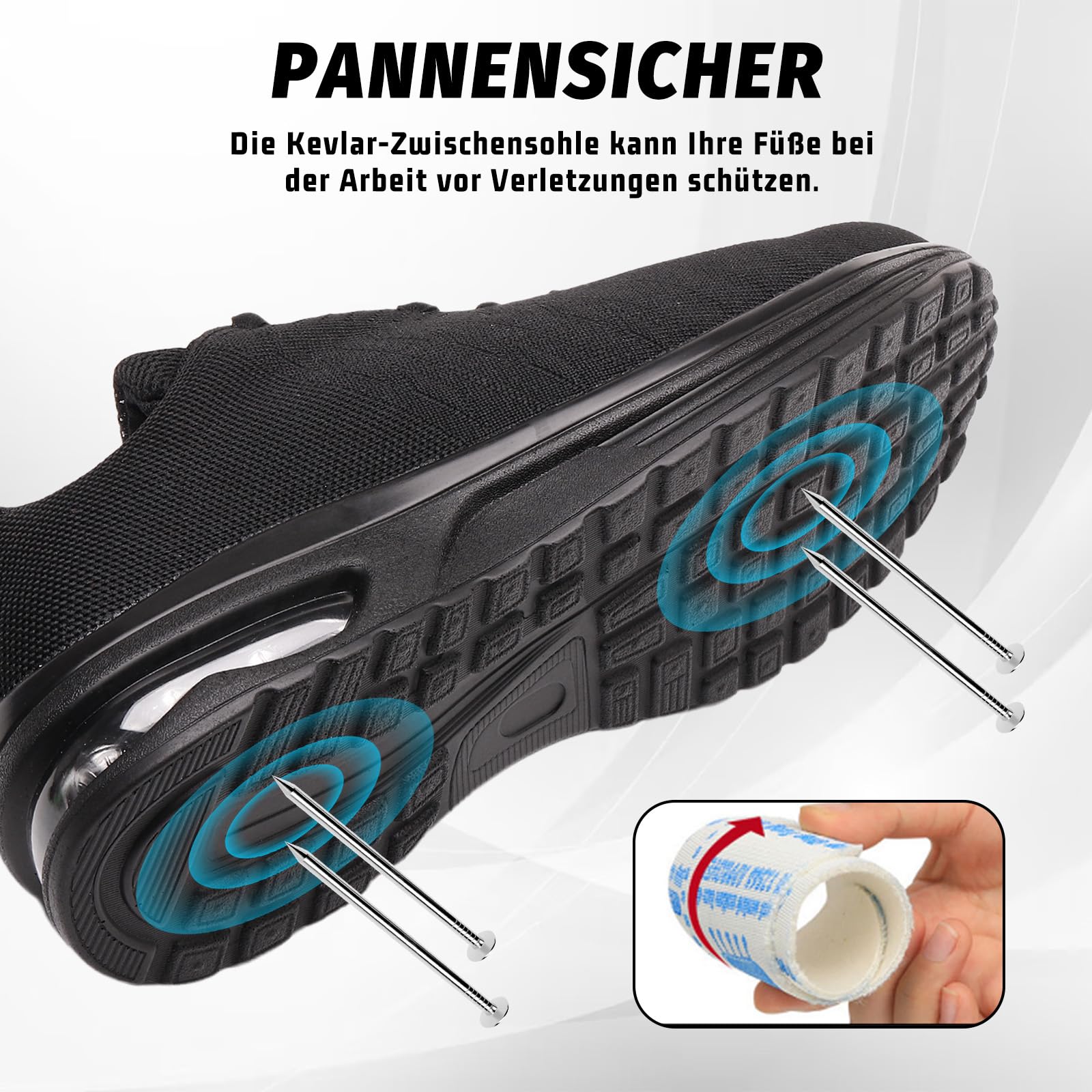 Furuian Arbeitsschuhe Herren Sicherheitsschuhe Herren Leicht Damen Herren Atmungsaktiv Stahlkappenschuhe Sportlich rutschfest Sneakers
