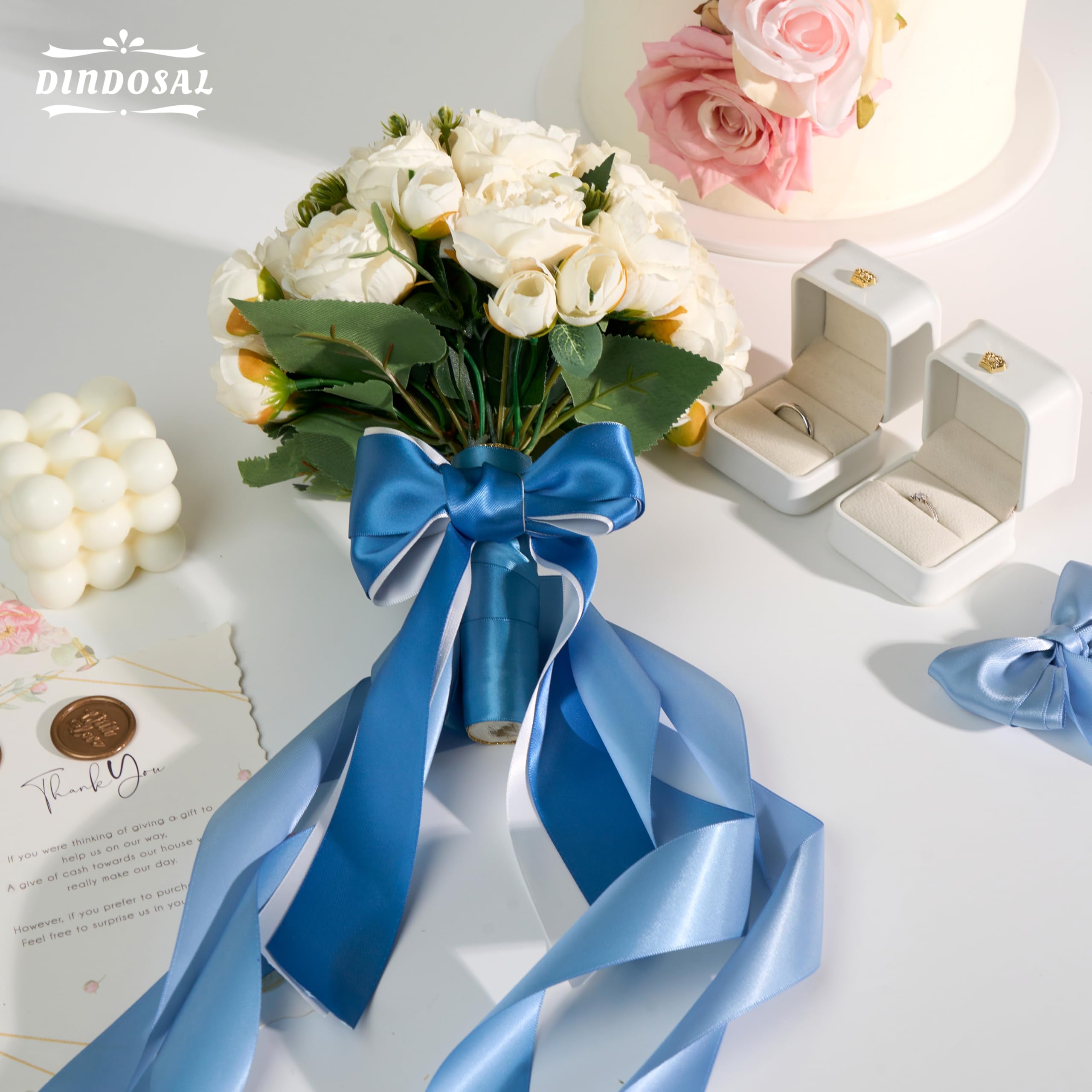 Amazon.com: DINDOSAL Dusty Blue Satin Ribbon Set 1-1/2 Inch x 25