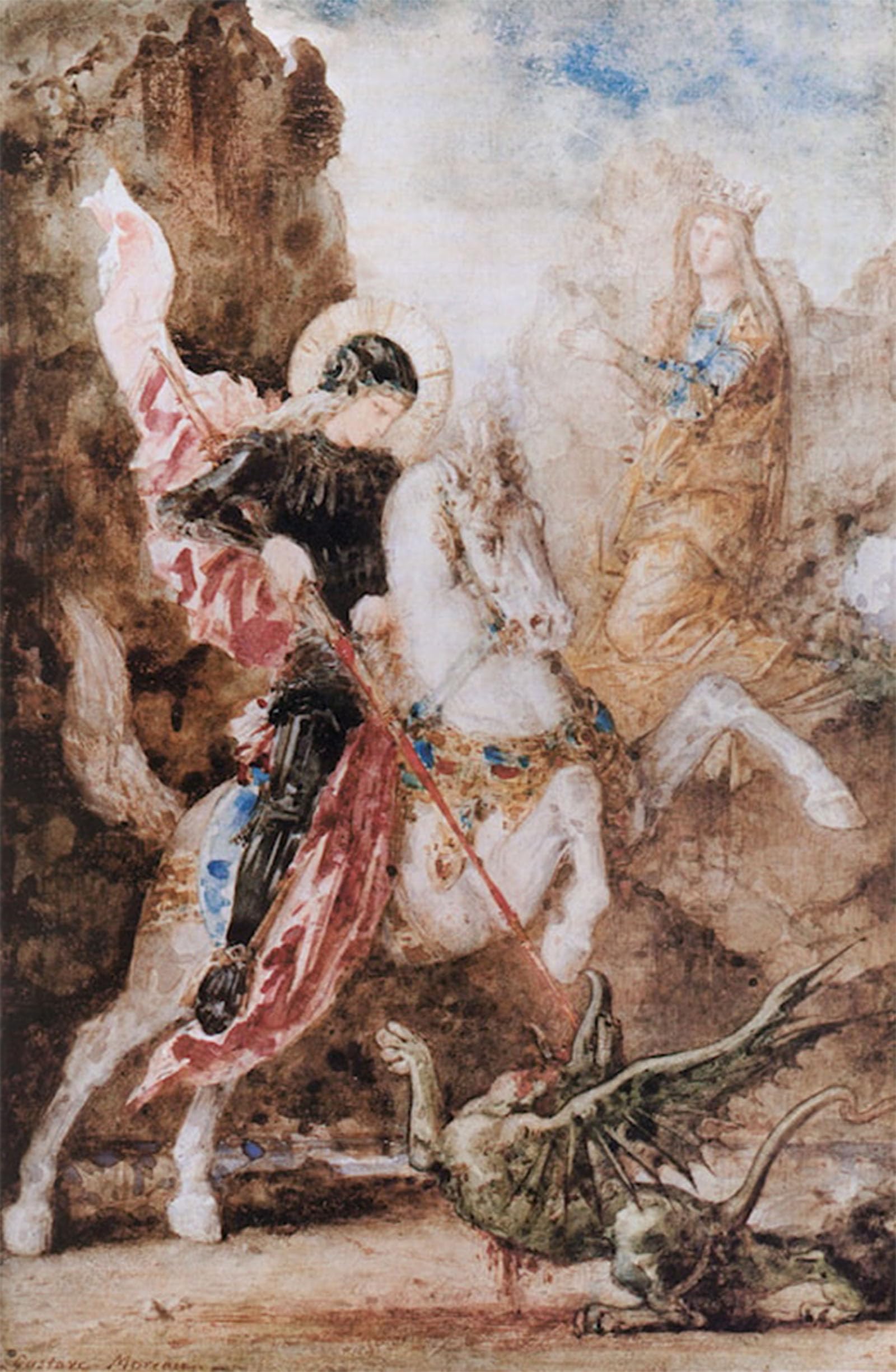 ARTXLXXBN Famous Prints Artwork Pictures Poster Painting Art Saint Georges by Gustave Moreau Artwork Landscape Pictures for Home Decor 60x90cm