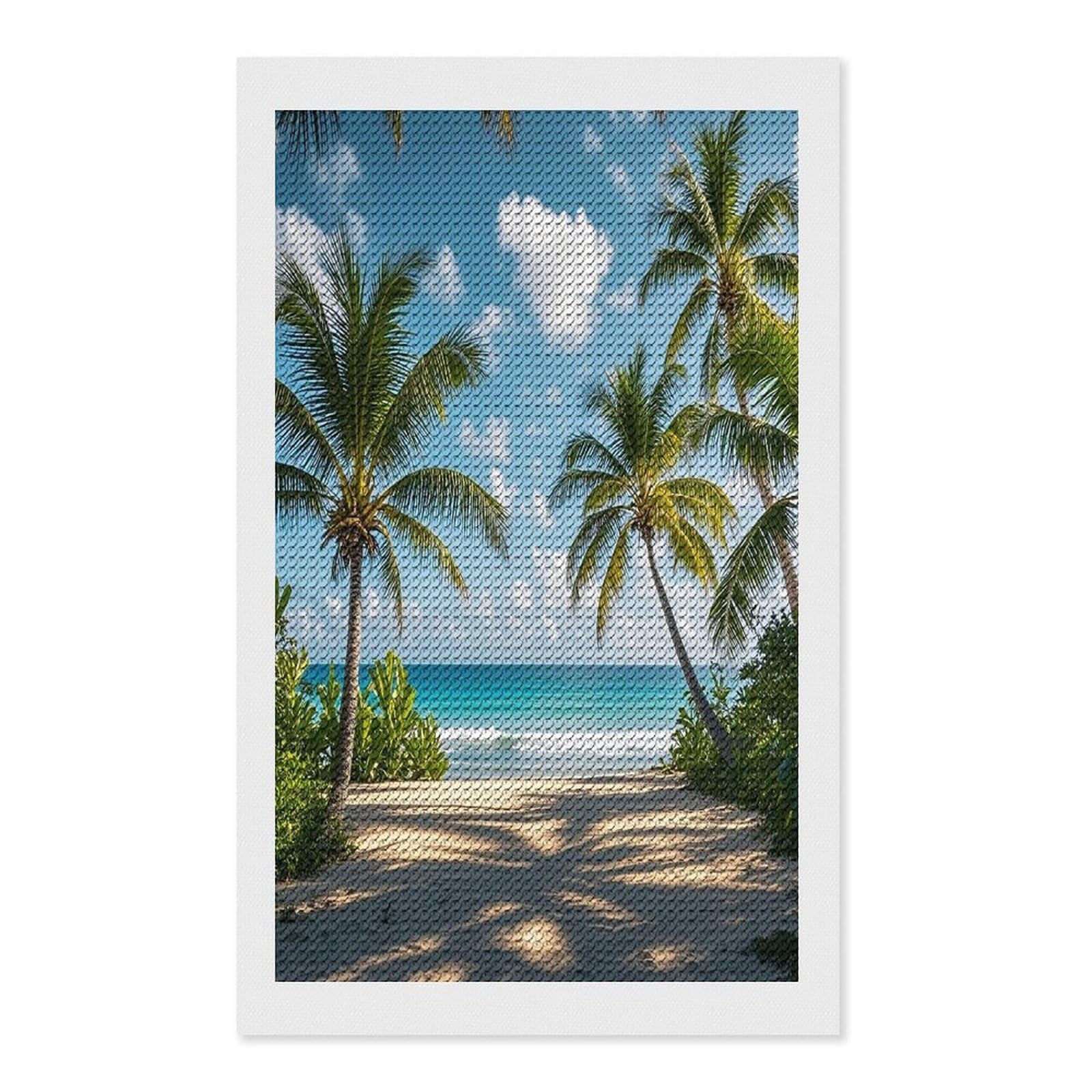 FekiLoot Green Palm Trees Ocean Diamond Art Kits for Adults Diamond Painting Kits for Beginners DIY Diamond Art Kits Round Full Drill Diamond Dot Gem Painting for Home Wall Decor Gift 12"x20"