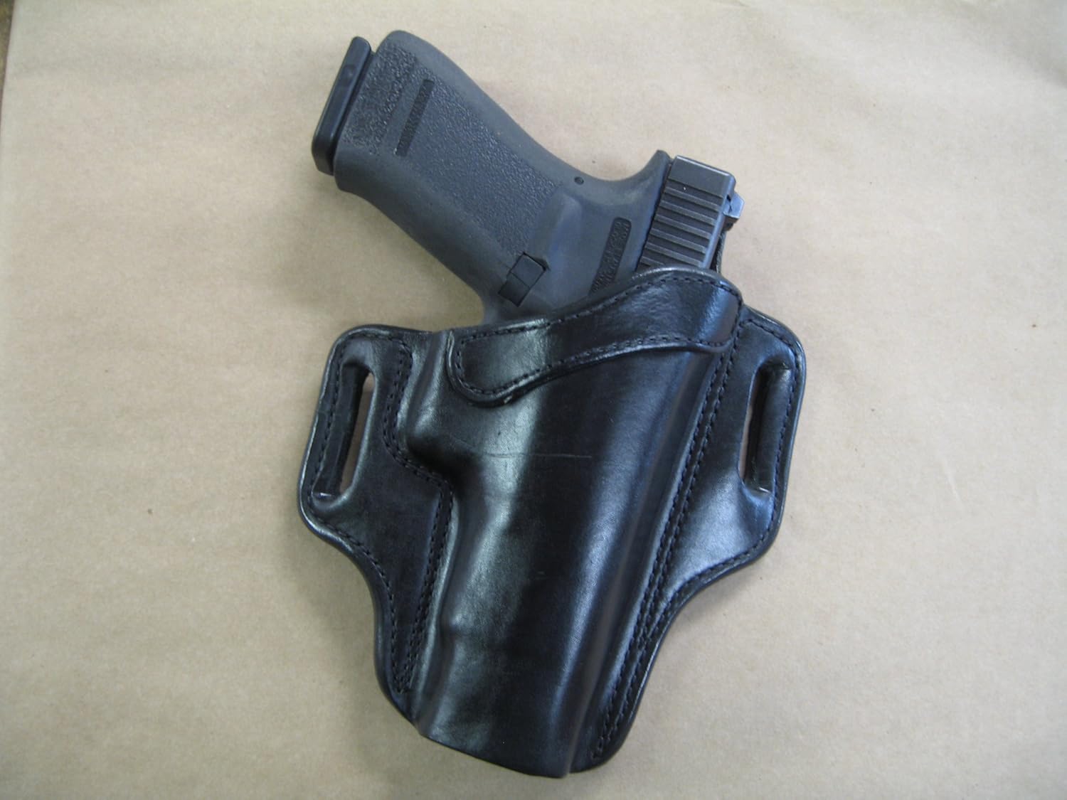 Azula Gun Holsters Springfield XD Mod2, XDM, XD 4"- 4.5" OWB Leather 2 Slot Molded Pancake Belt Holster CCW Black RH