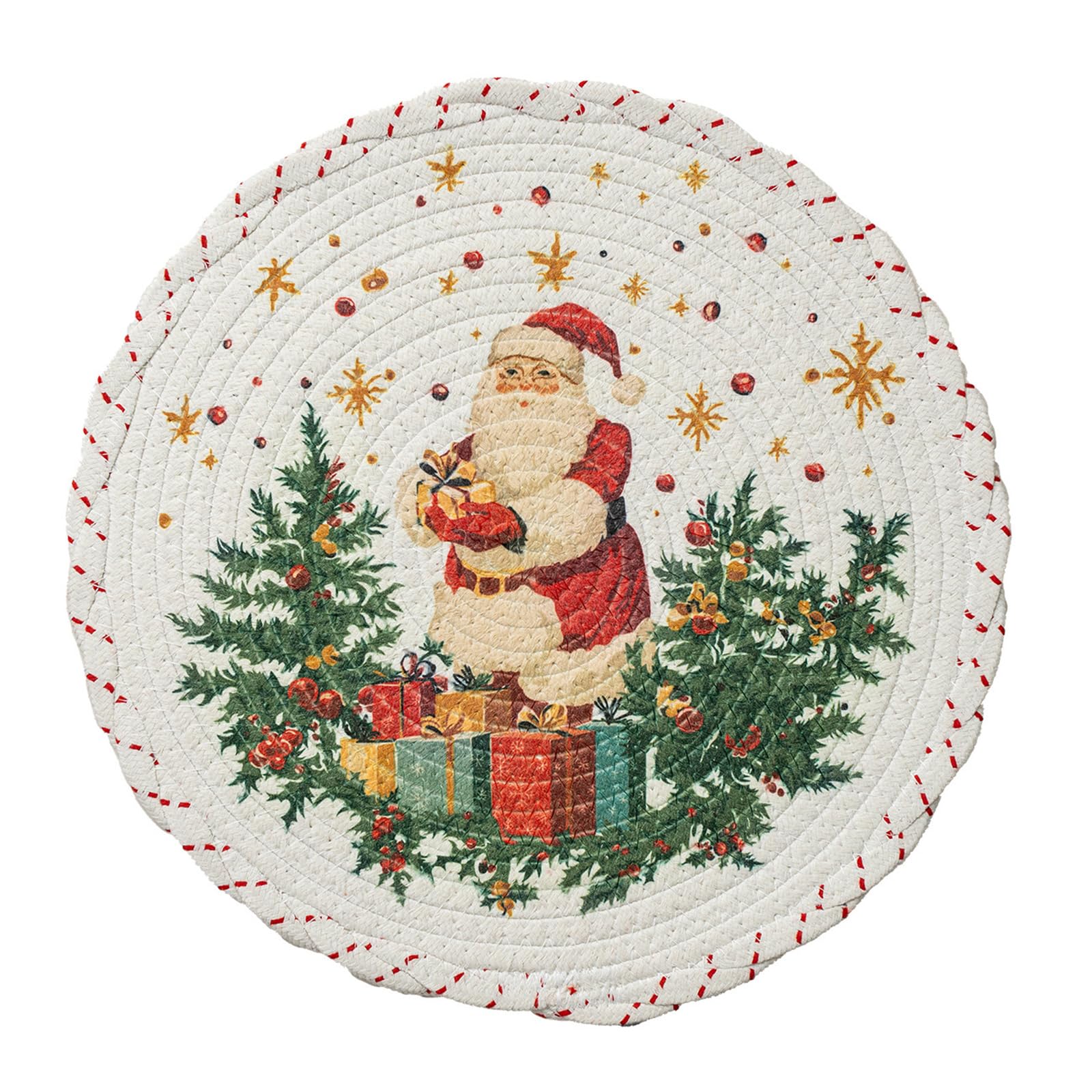 Carotoe A Florals Round Dinner Placemat Spill Resistant Table Setting Decoration Winter Snowflake Placemat