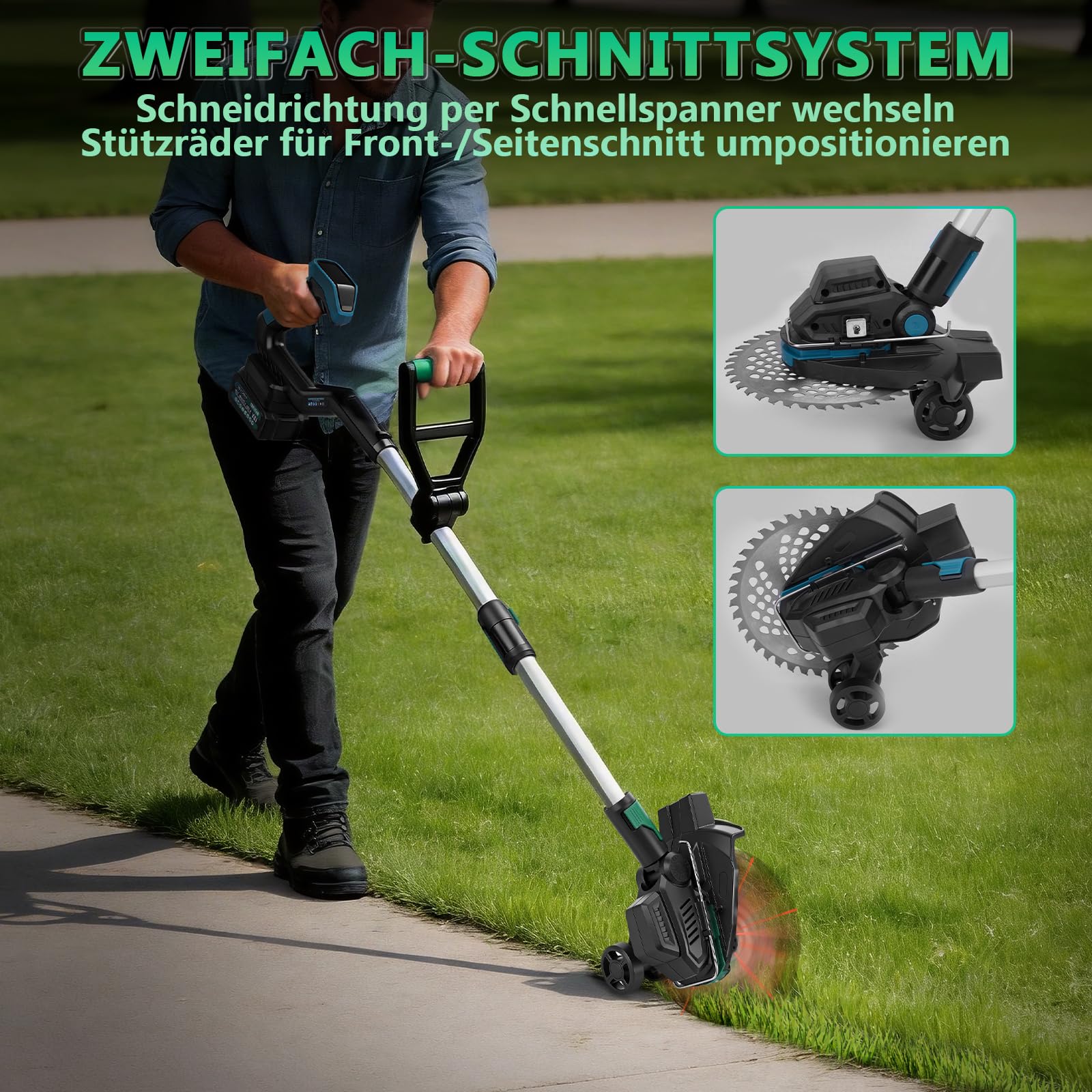 Akumulatorowa podkaszarka do trawy 1200 W, kompatybilna z akumulatorami Makita 18 V, akumulatorowa podkaszarka 7 w 1, ze szczotką do chwastów, 16800 obr./min, bezszczotkowa elektryczna podkaszarka