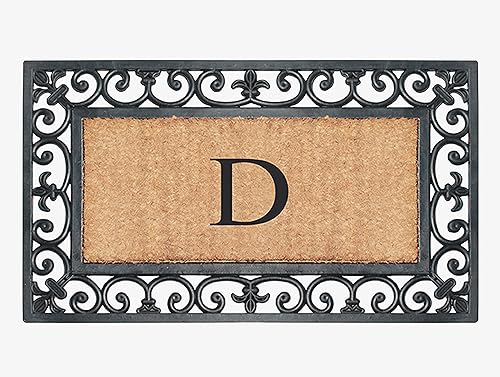 Miniatura 9 de A1HC - Tapete de goma natural y fibra de coco de 18 x 30 pulgadas, monograma para puerta delantera, tratamiento antidesprendimiento, duradero para