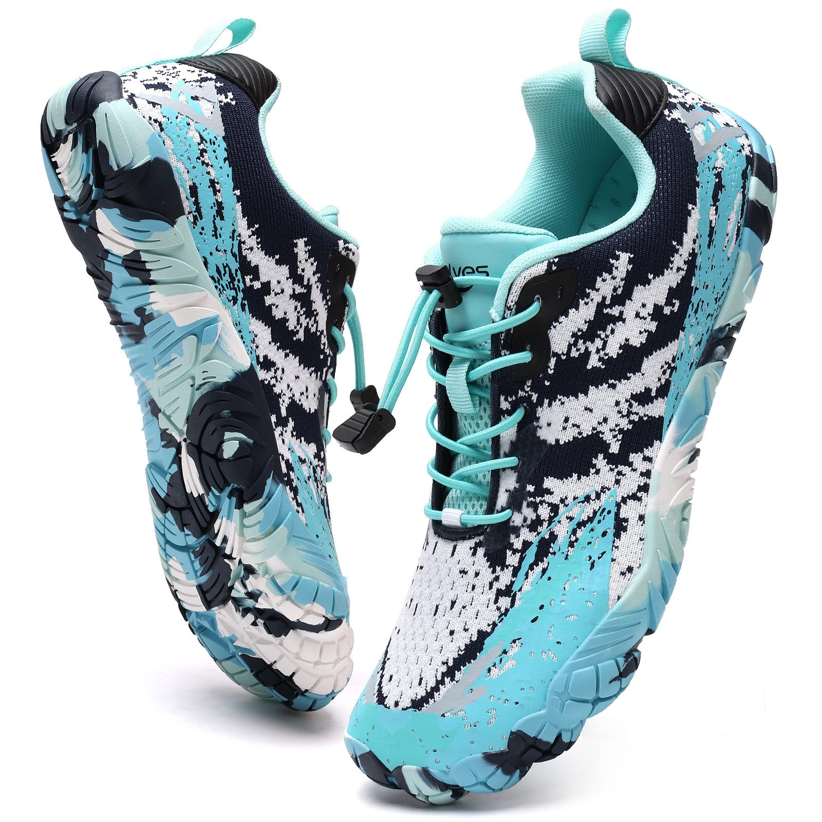 WateLves Barefoot Water Shoes for Women Men Wide Toe Quick-Dry Lightweight Breathable Aqua Shoes for Beach Swim Yoga Exercise Outdoor Surf Pool Boat (Green/White, 38)