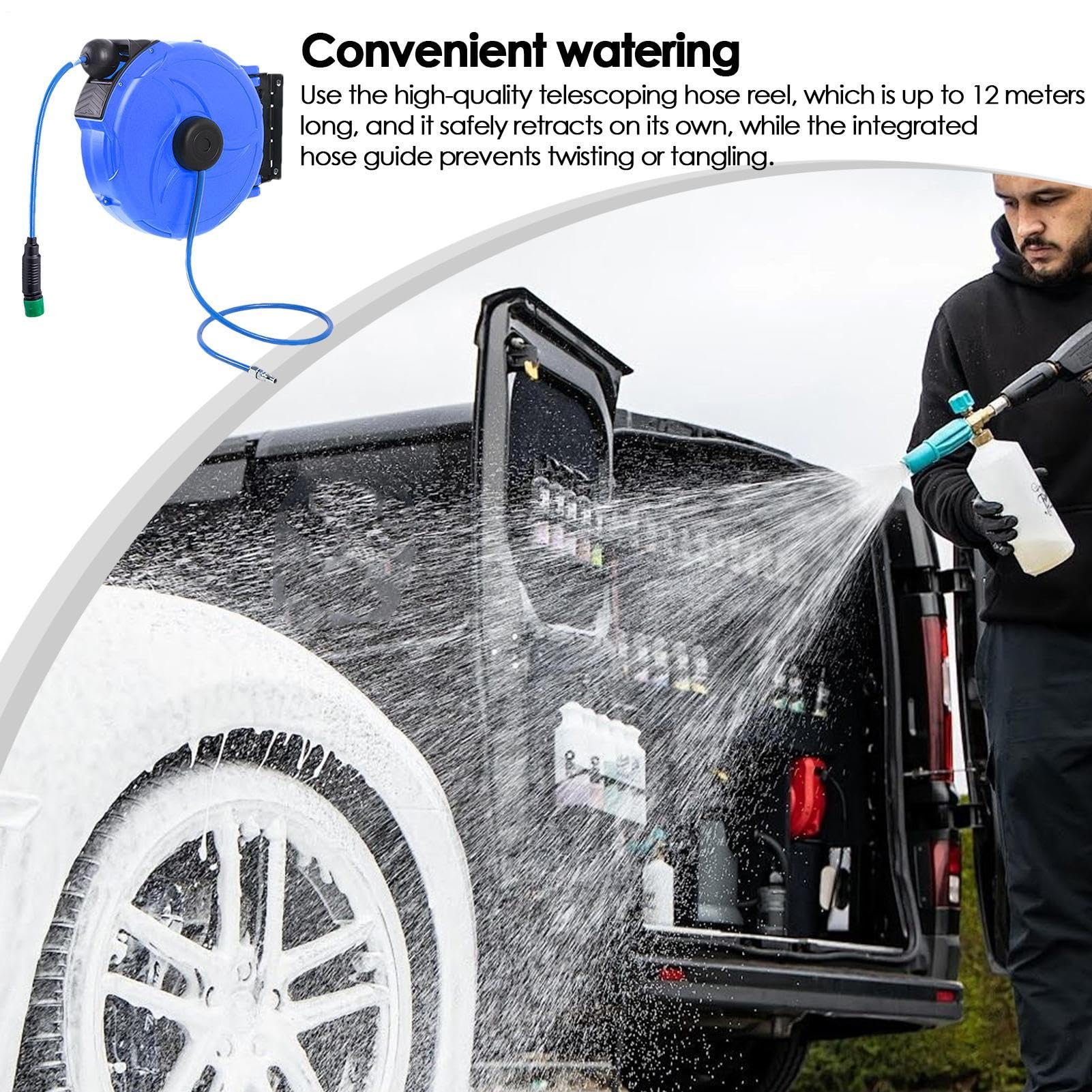 Avvolgitubo Automatico 12 Metri Supporto Per Tubo Flessibile E Resistente