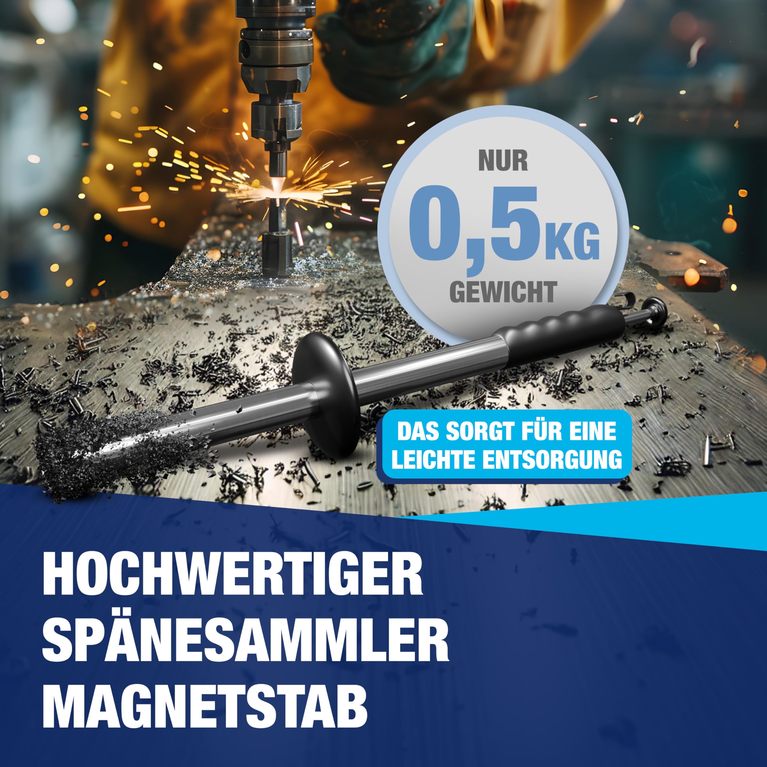 Barra magnetica NTG per trucioli, con capacità di 5 kg, lunghezza 385 mm Raccoglitore magnetico per trucioli Utensile di raccolta per trucioli metallici e trucioli di piallatura Per trucioli metallici