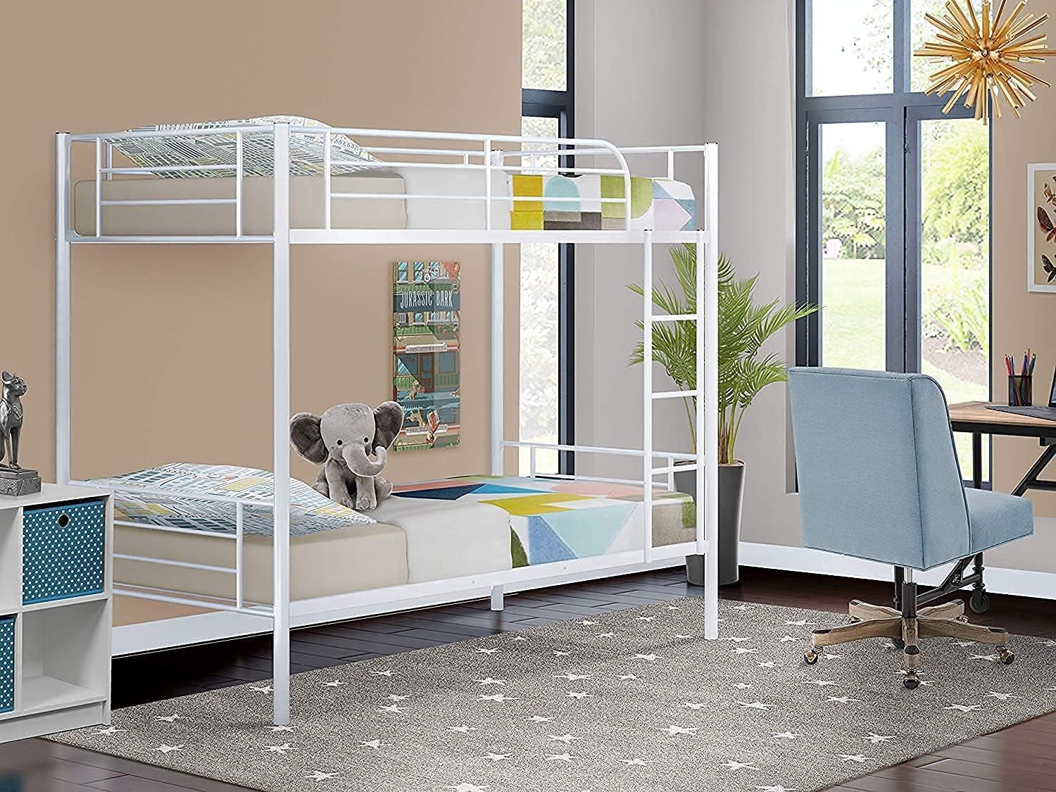 METALMASTER Metal Bunk Bed with Ladder White