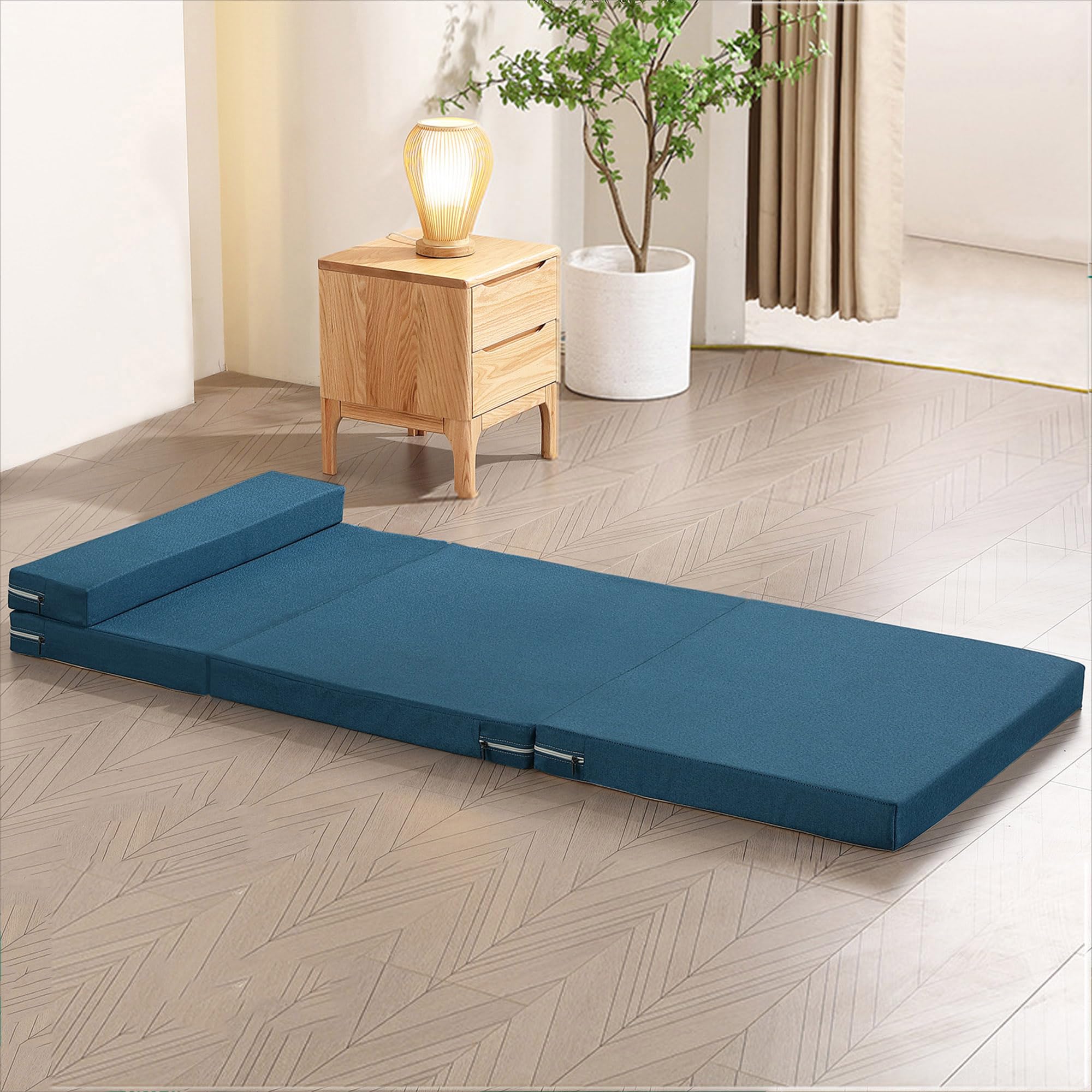 Colchón plegable portátil con almohada, almohadilla lavable para dormir en interiores, para dormitorio, sala de juegos, dormitorio, camping y uso de invitados, solución ideal para comodidad de viaje