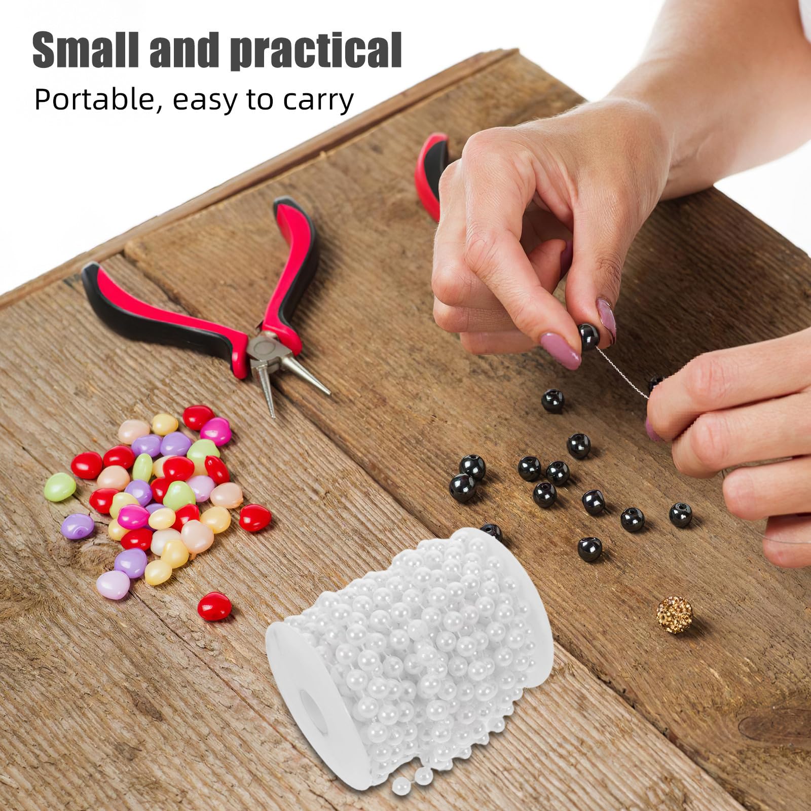 Beaupretty 4 Rollos Cadena de Cuentas de Perlas Artificiales DIY de 10mm y