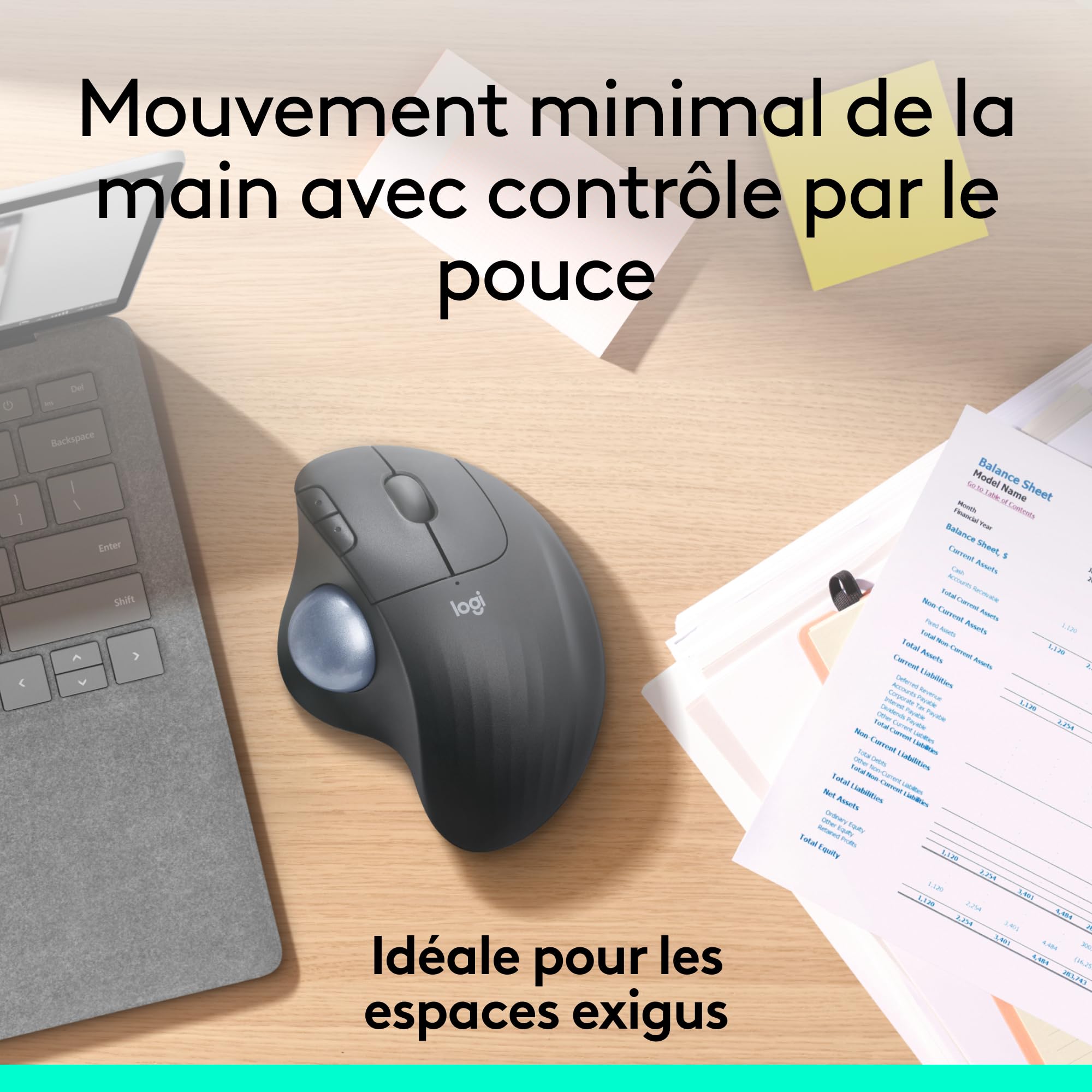 Logitech ERGO M575 Trackball sans fil for Business | Controllo facile pollice, ergonomico, Logi Bolt, Bluetooth, Windows/Mac/Chrome/Linux - Graphite