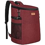 Camping Cooler Backpack 45 Cans, Soft Backpack Coolers Insulated Leak Proof Travel Cooler Bag Waterproof Lunch Picnic Beach Work Trip Thermal Bag Drink Beverage Beer Cooler Wine Red