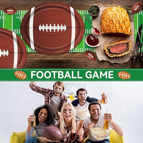 Miniatura 3 de 80 platos de papel ovalados de fútbol grandes de 11 pulgadas desechables de rugby americano, platos deportivos de rugby americano, para retoque de