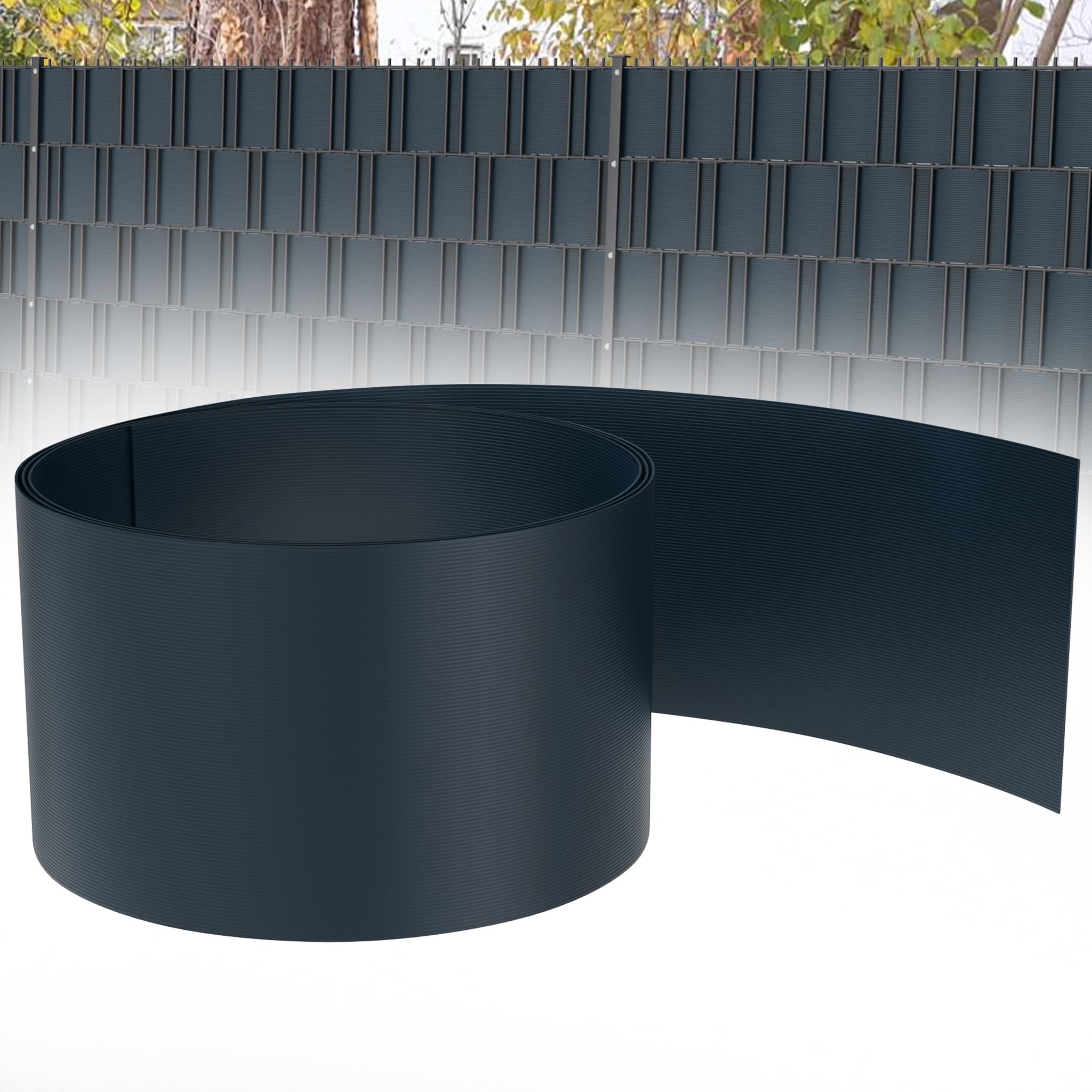 PVC Sichtschutzstreifen für Gartenzaun – 19 x 250 cm – Wetterfest, UV-beständig & formstabil – 30 Stück – Anthrazit – Sicht- und Windschutz für Doppelstabmatten- & Mattenzäune