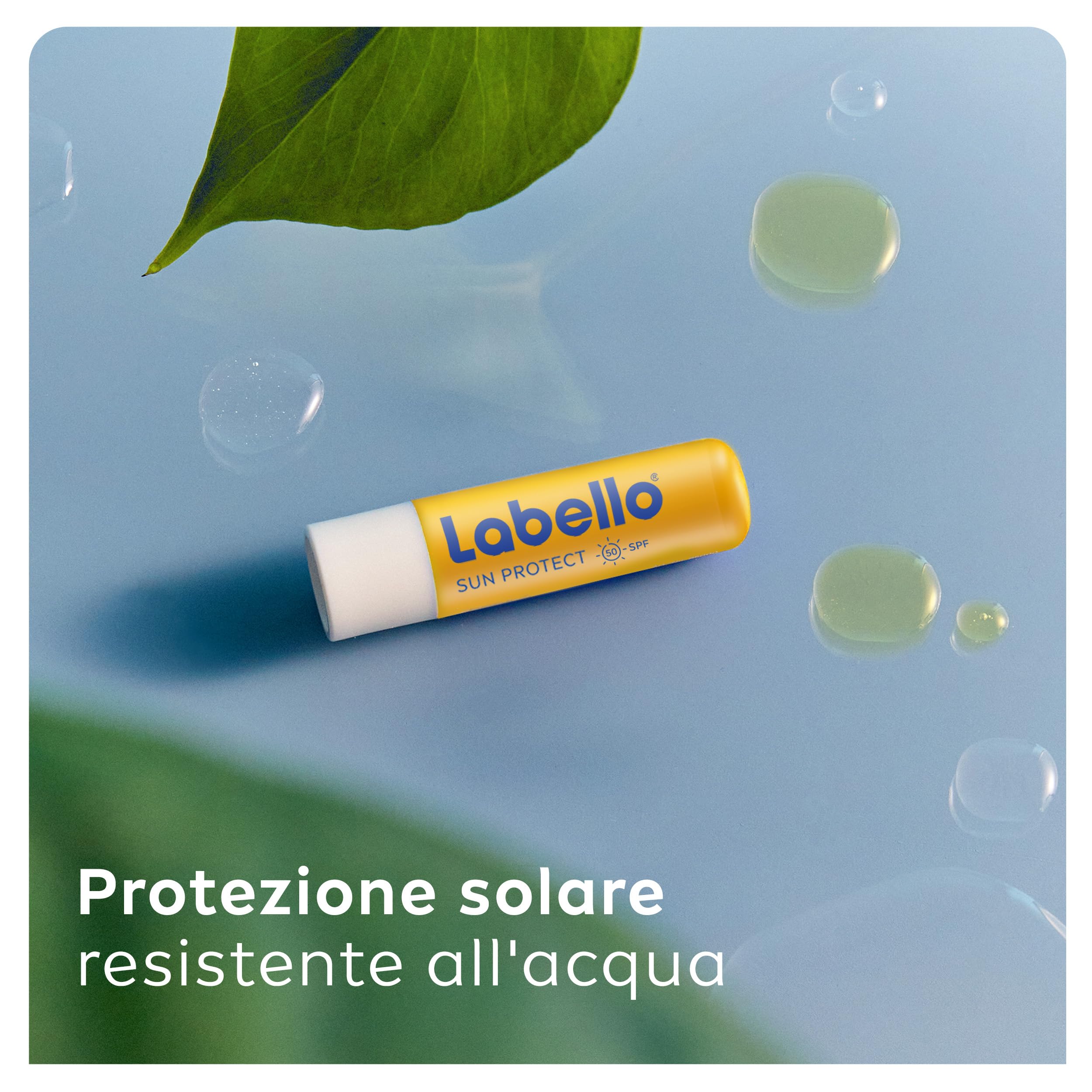Labello Sun Protect Burrocacao labbra SPF50 4.8 g, Balsamo labbra con filtri UVA/UVB, cera d'api e oli naturali, Burrocacao protezione solare 50 idratante per 24 ore