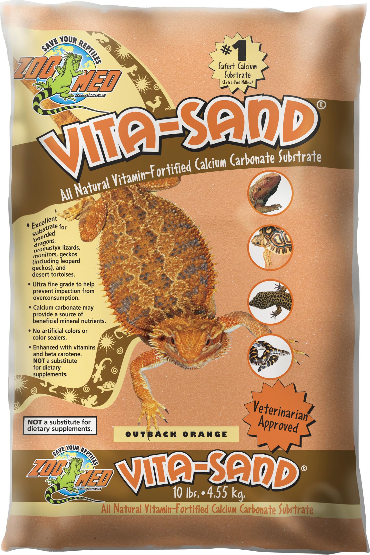 Zoo Med Vita-sand Sable pour Reptile/Amphibien Outback Orange 4,5 kg