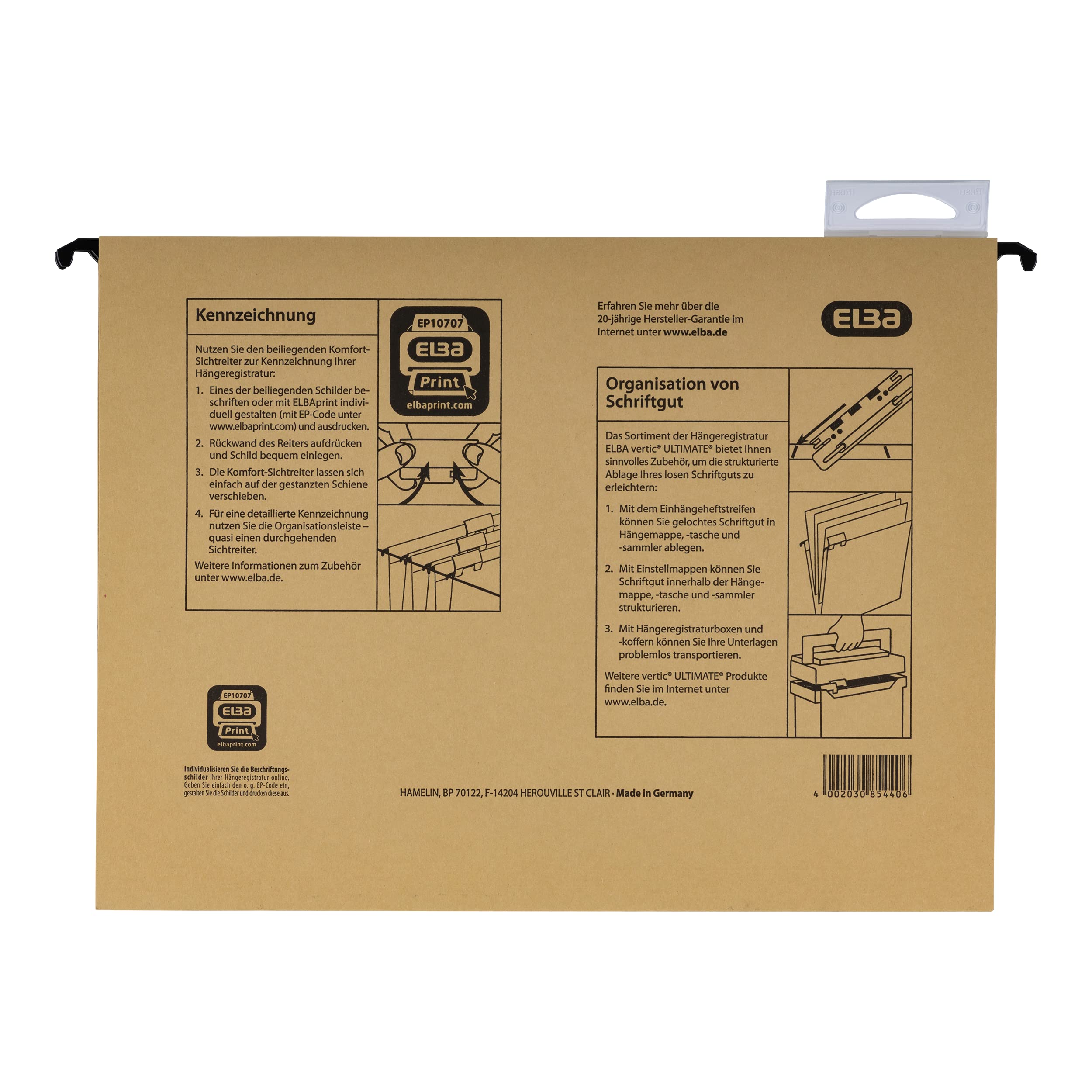 ELBA Hängemappe vertic ULTIMATE, 50er Pack, DIN A4, Recycling-Karton, braun
