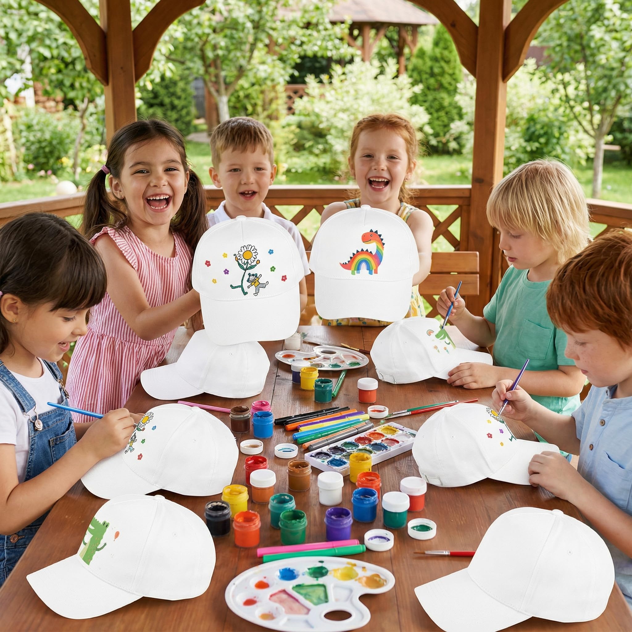 Toyvian 20 pezzi per camionista, accessorio fai da te, cappello decorativo per bambini, pittura a casquette, carnevale, genitori, bambini, incompiuto, per cappelli dipinti, per esterni, poliestere,