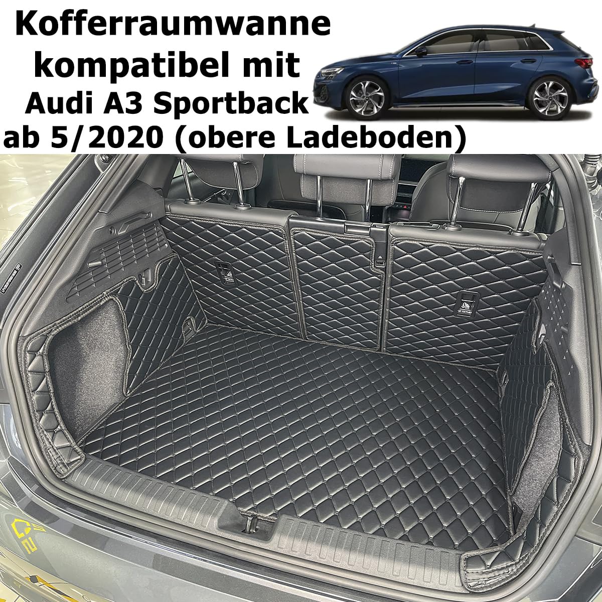 Kofferraumwanne für Audi A3 Sportback ab 5/2020 (obere Ladeboden) | Kofferraummatte kofferraum schutzmatte