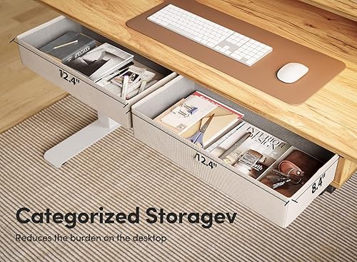 Miniatura 6 de BANTI Escritorio eléctrico de pie ajustable en altura con 4 cajones, mesa de 48 x 24 pulgadas con estante de almacenamiento, escritorio de pie,