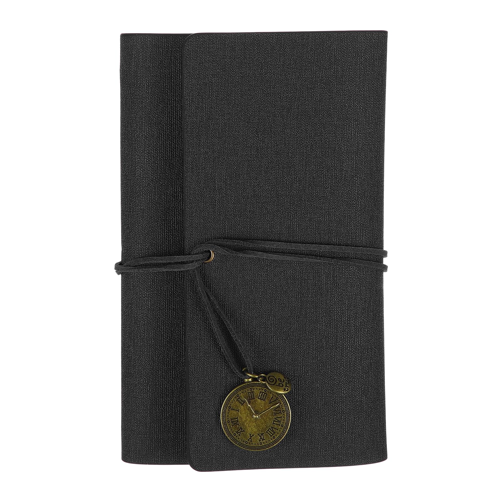 PATIKIL A6 PU Leather Notebook, Refillable 160 Pages Thick Paper Travel Notebook Vintage Writing Journaling Work Note Book with 4 Different Pages for Office Business Meeting, Dark Black