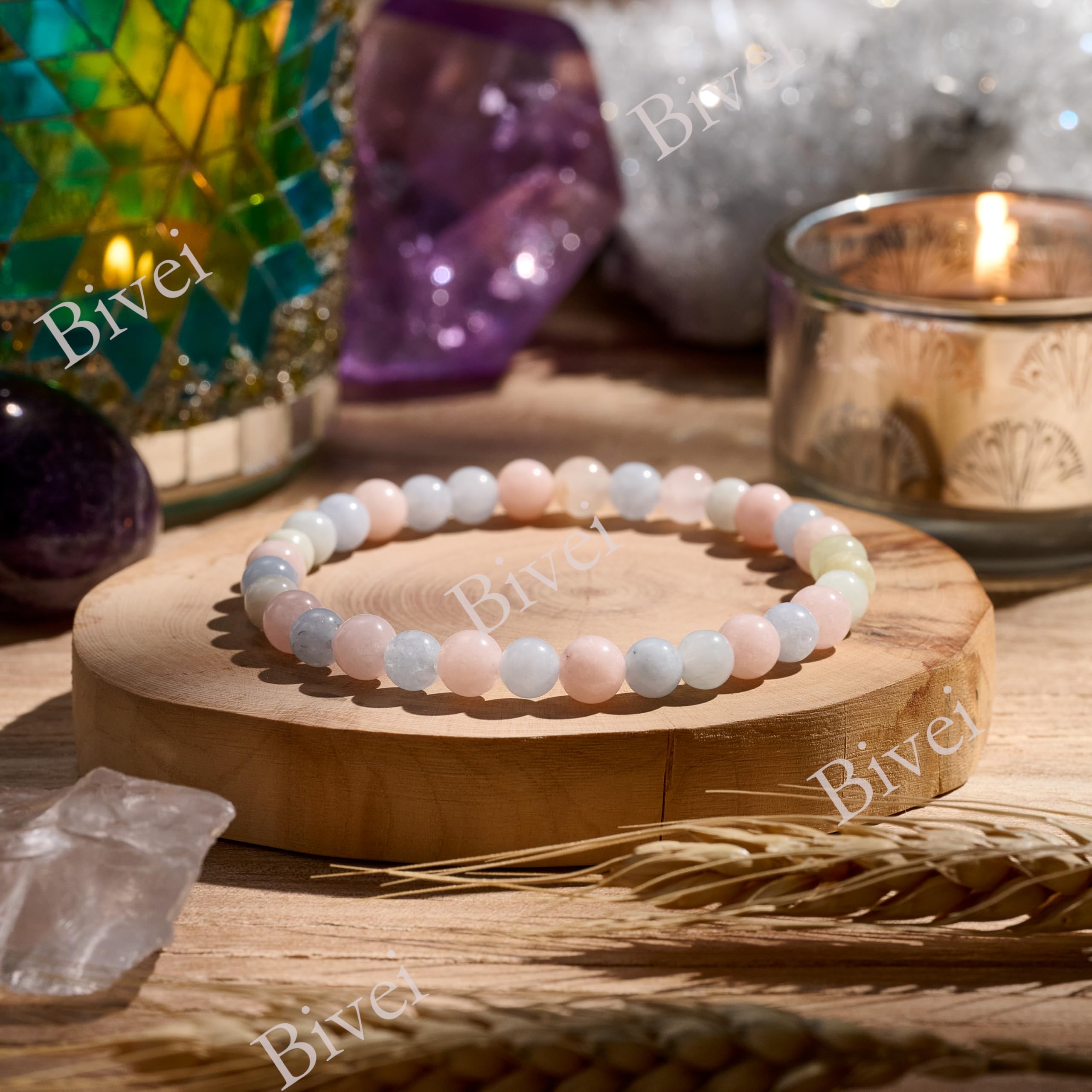 Bivei signora braccialetto perline 6mm semiprezioso cristallo naturale elastico elastico cristallo accessori regalo di yoga