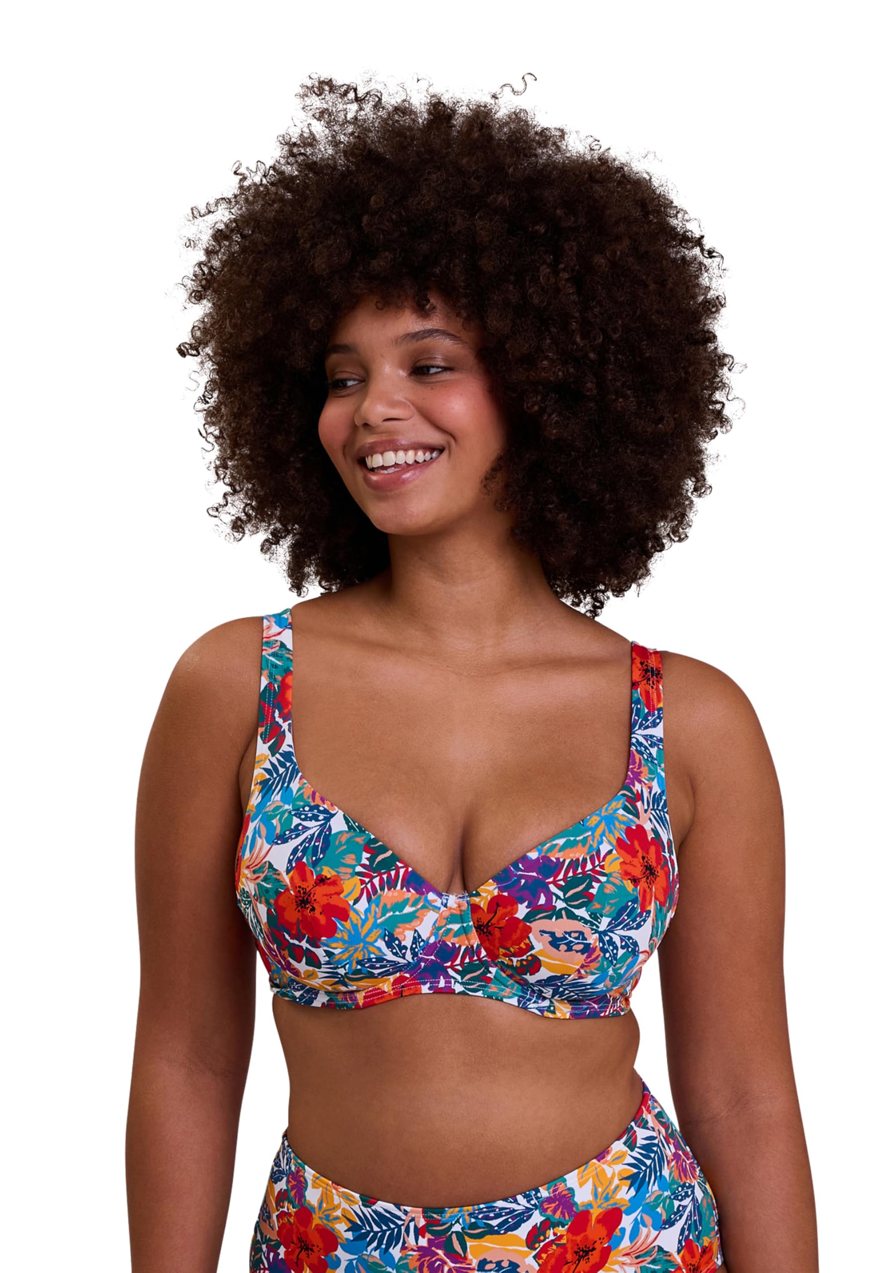 Sans Complexe Women's Curaçao Bikini top, Multicolor Tropical Print, 38C