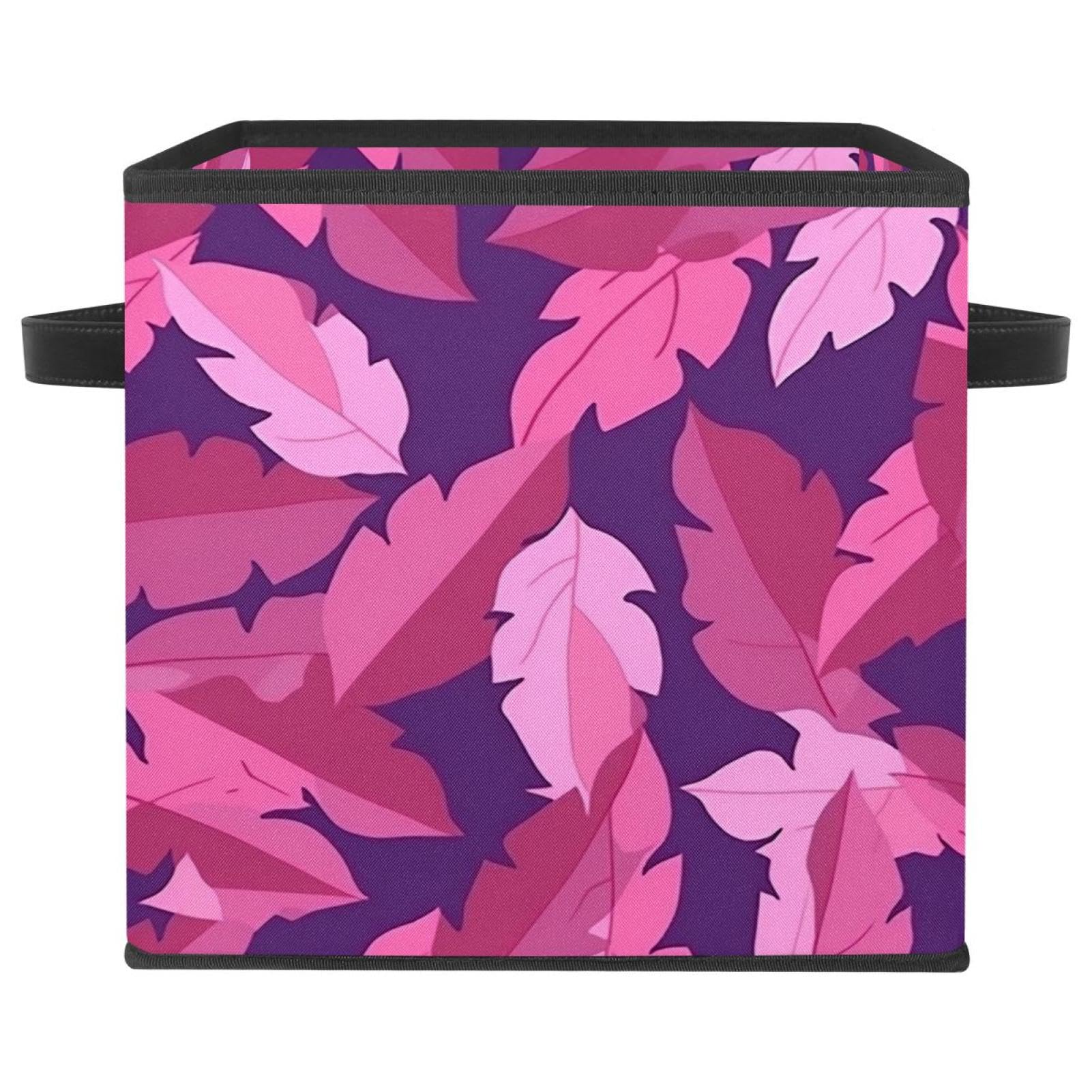 Grand bac de rangement cube panière organisateur de placard feuilles roses