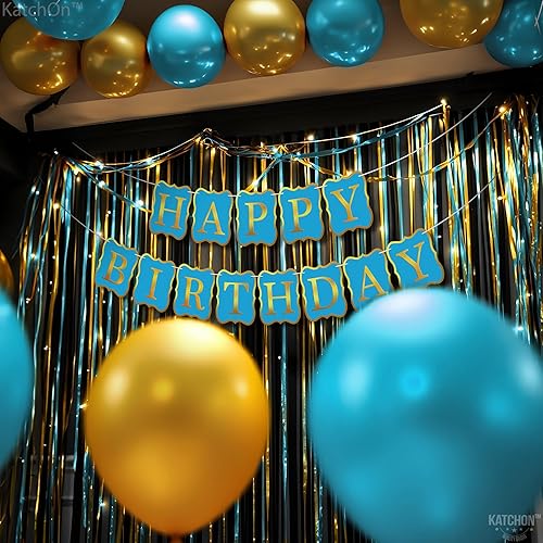 Miniatura 5 de Banner brillante y azul de feliz cumpleaños  Grande de 10 pies, sin bricolaje  Letrero de feliz cumpleaños dorado azul  Banner de cumpleaños azul