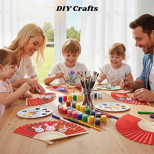 Miniatura 78 de JOHOUSE 12 abanicos de papel blanco de mano – Ventilador de mano plegable de 8.3 pulgadas, ventiladores plegables de mano para mujeres, ventilador