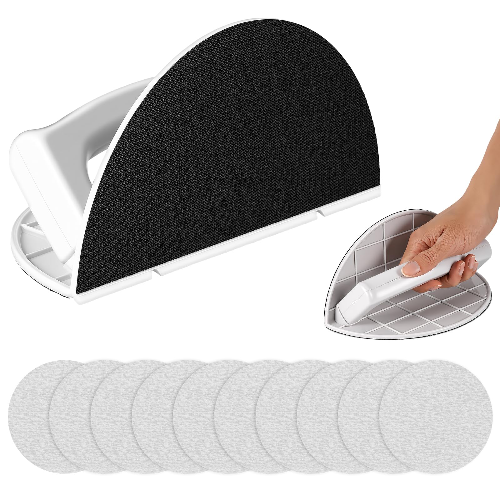 Tryora Semi-Circular Angle Sanding Sandpaper Tool, 90° Eckenschleifer Trockenbau mit 180er & 320er Körnung (je 5 Blatt), Trockenbau-Eckenschleifer Schleifpapier Abroller Wand für Ecken und Wände