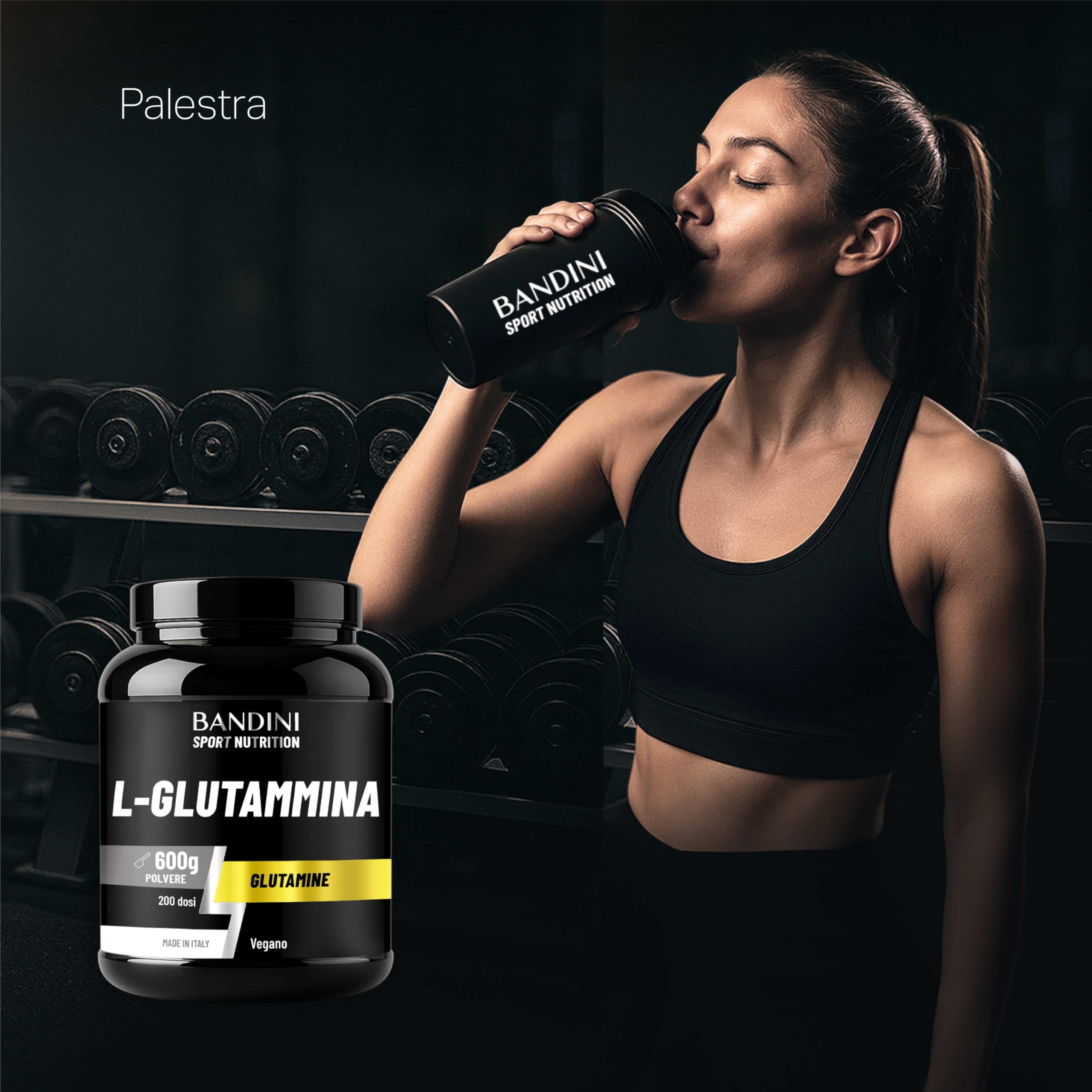 Bandini® L-Glutammina Pura in Polvere 600g - Aminoacido utile per Esercizi Fisici ad Alta Intensità - Rinforza la Massa Muscolare - Glutammina POWDER 100% Vegan
