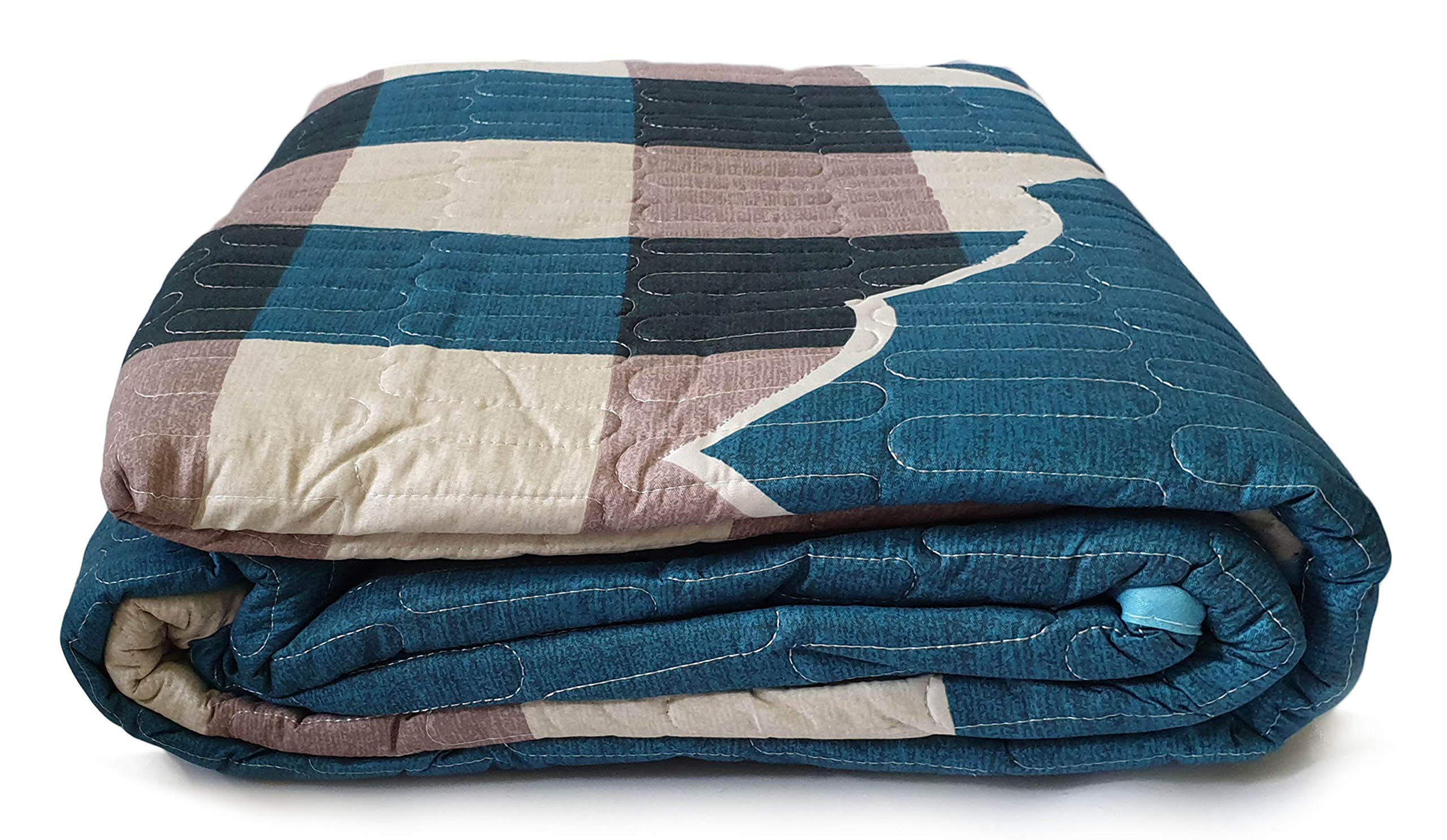 Colcha cama king y matrimonio de poliéster verde azulado 230x250cm