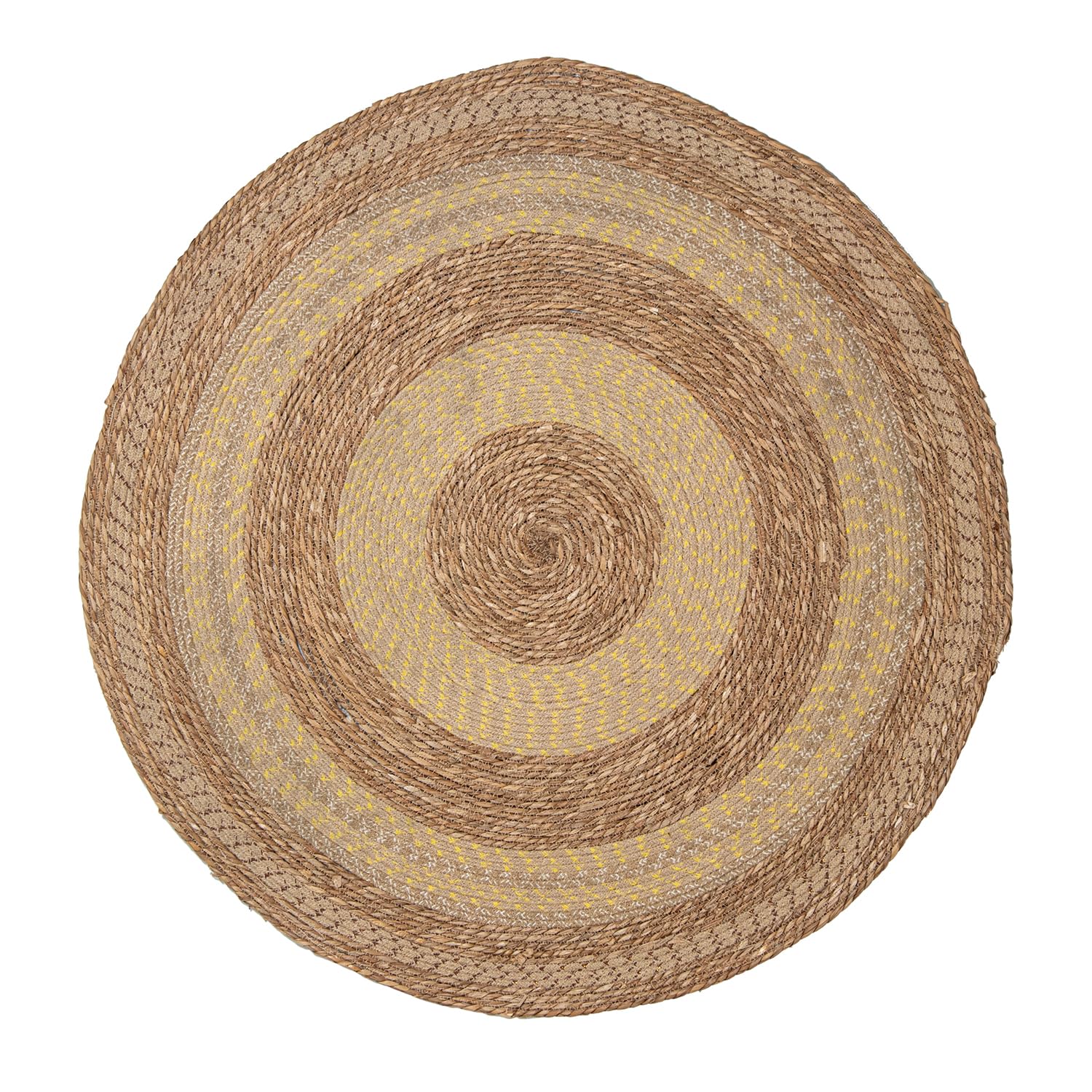 Tapis osier ø120cm naturel et vert grand format rond pour maison