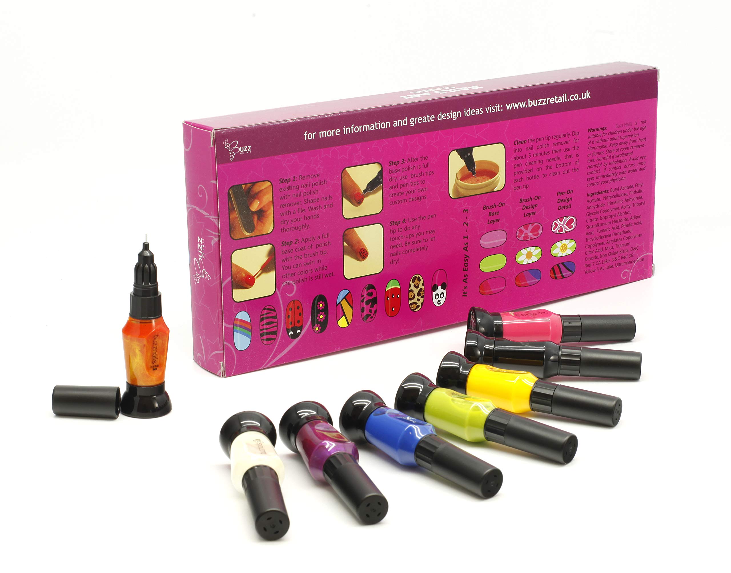 Thunder Bee Buzz Nails Classic 8 Farben Nail Art Kit Pinselstift schnell trocknend