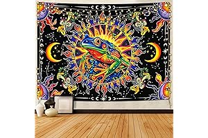 Krelymics Frog Tapestry: Enchanting Boho Tapestry with Princess and Frog Design